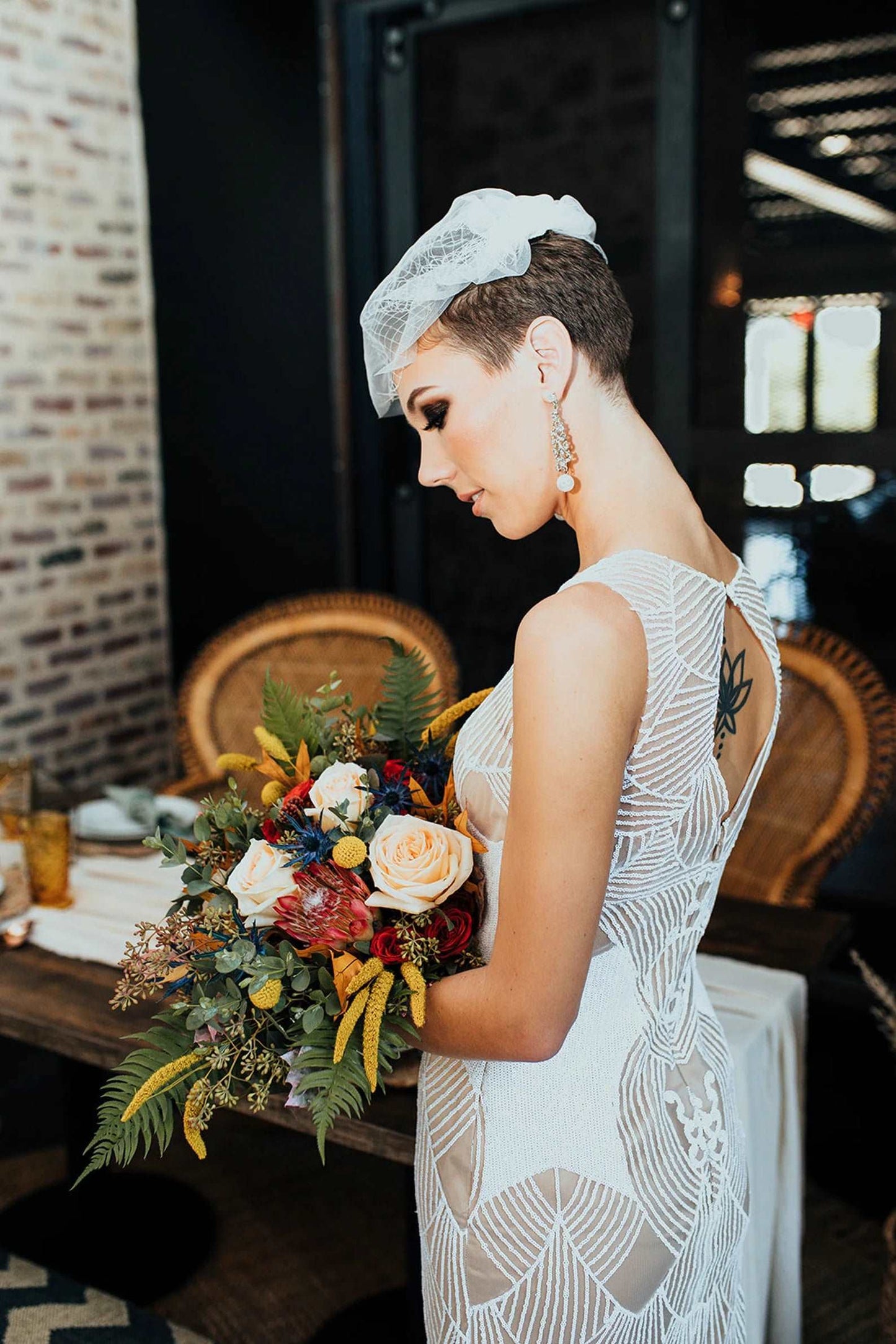 Art Deco Sequin Fit & Flare Wedding Dress Irene - A.Cherie Couture Shop