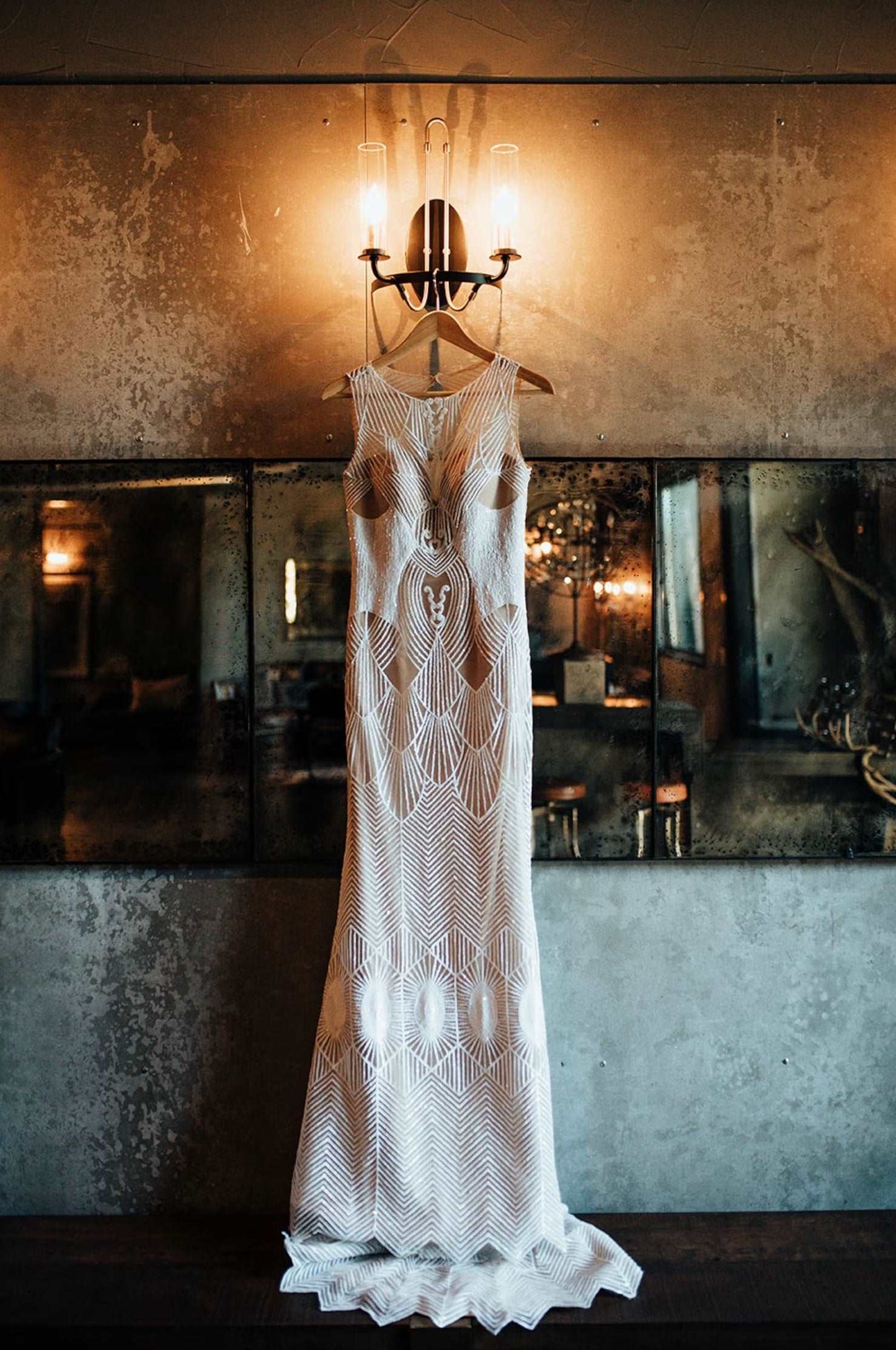 Art Deco Sequin Fit & Flare Wedding Dress Irene - A.Cherie Couture Shop