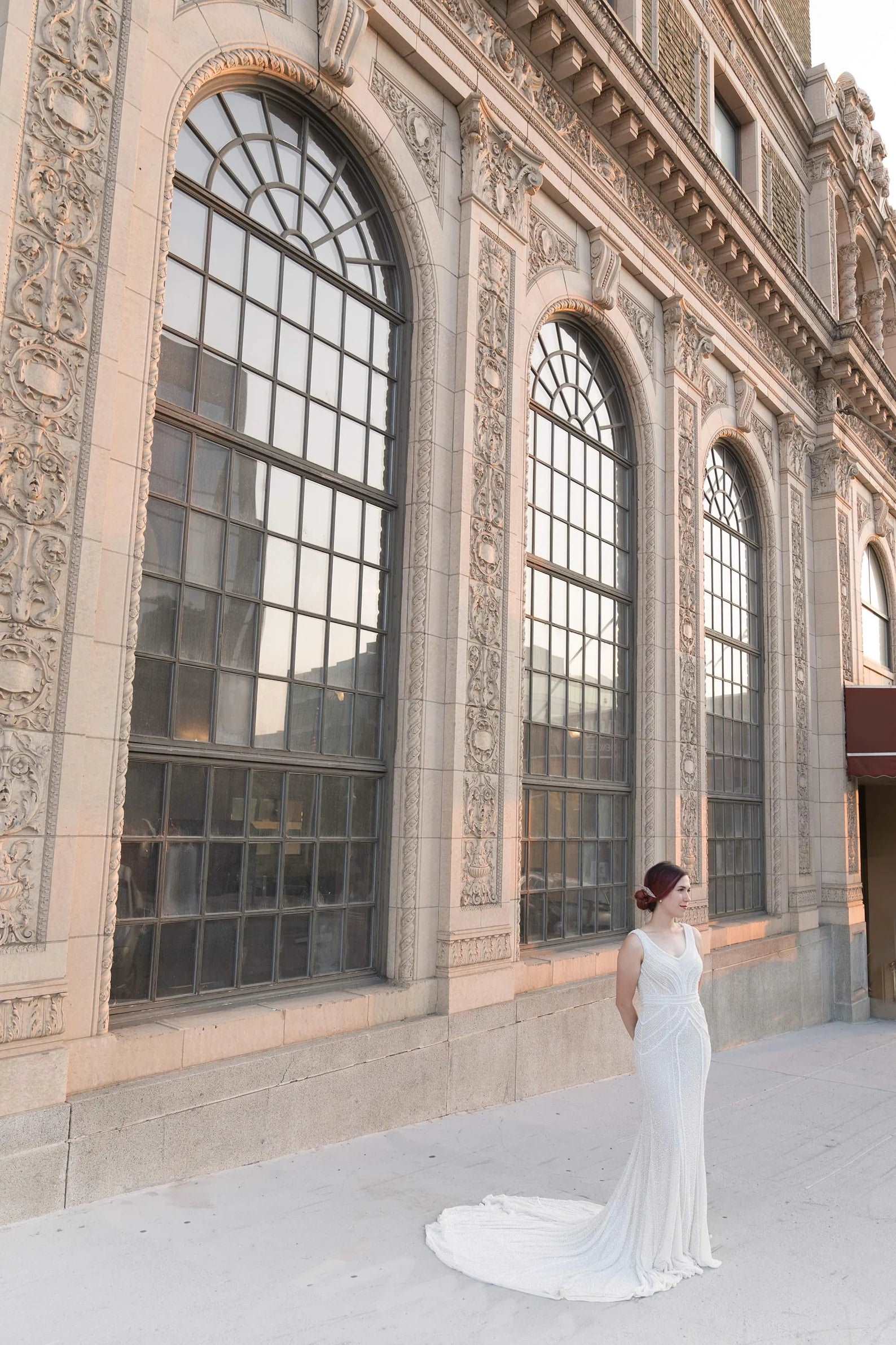 Beaded Art Deco Style Fit & Flare Wedding Dress Gabby - A.Cherie Couture Shop