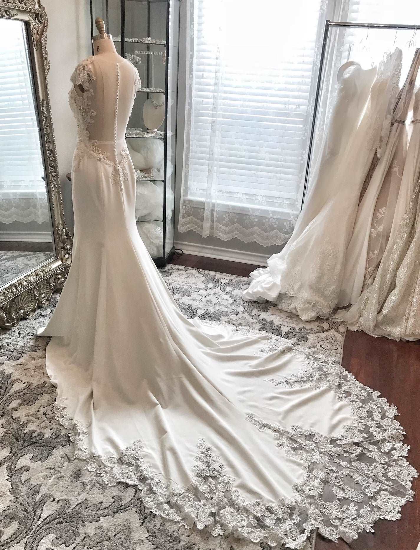 Beaded Lace with Illusion Back Fit & Flare Wedding Dress Gallia - A.Cherie Couture Shop