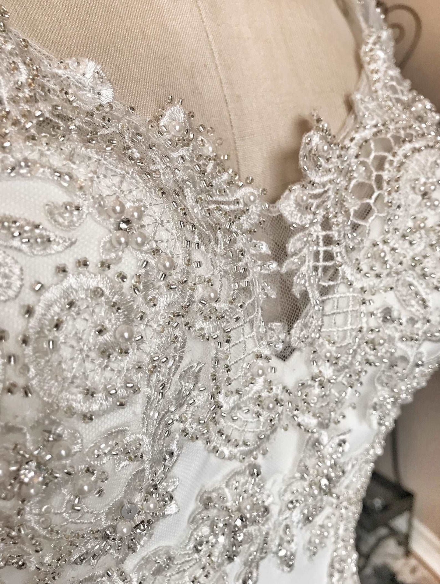 Beaded Lace with Illusion Back Fit & Flare Wedding Dress Gallia - A.Cherie Couture Shop