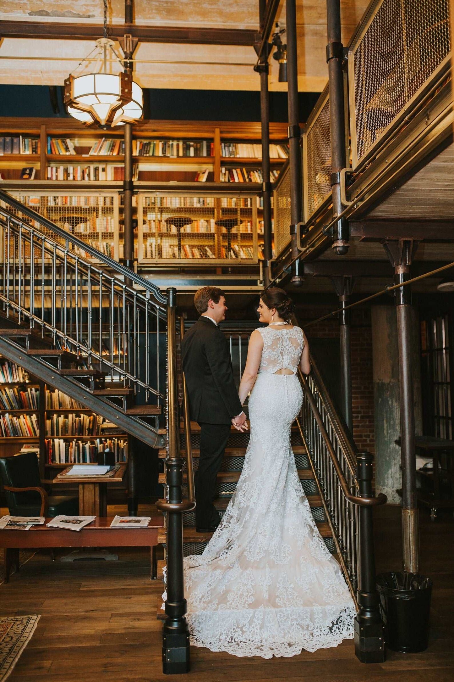 Beaded Scroll Grid Lace Fit & Flared Wedding Dress Elise - A.Cherie Couture Shop