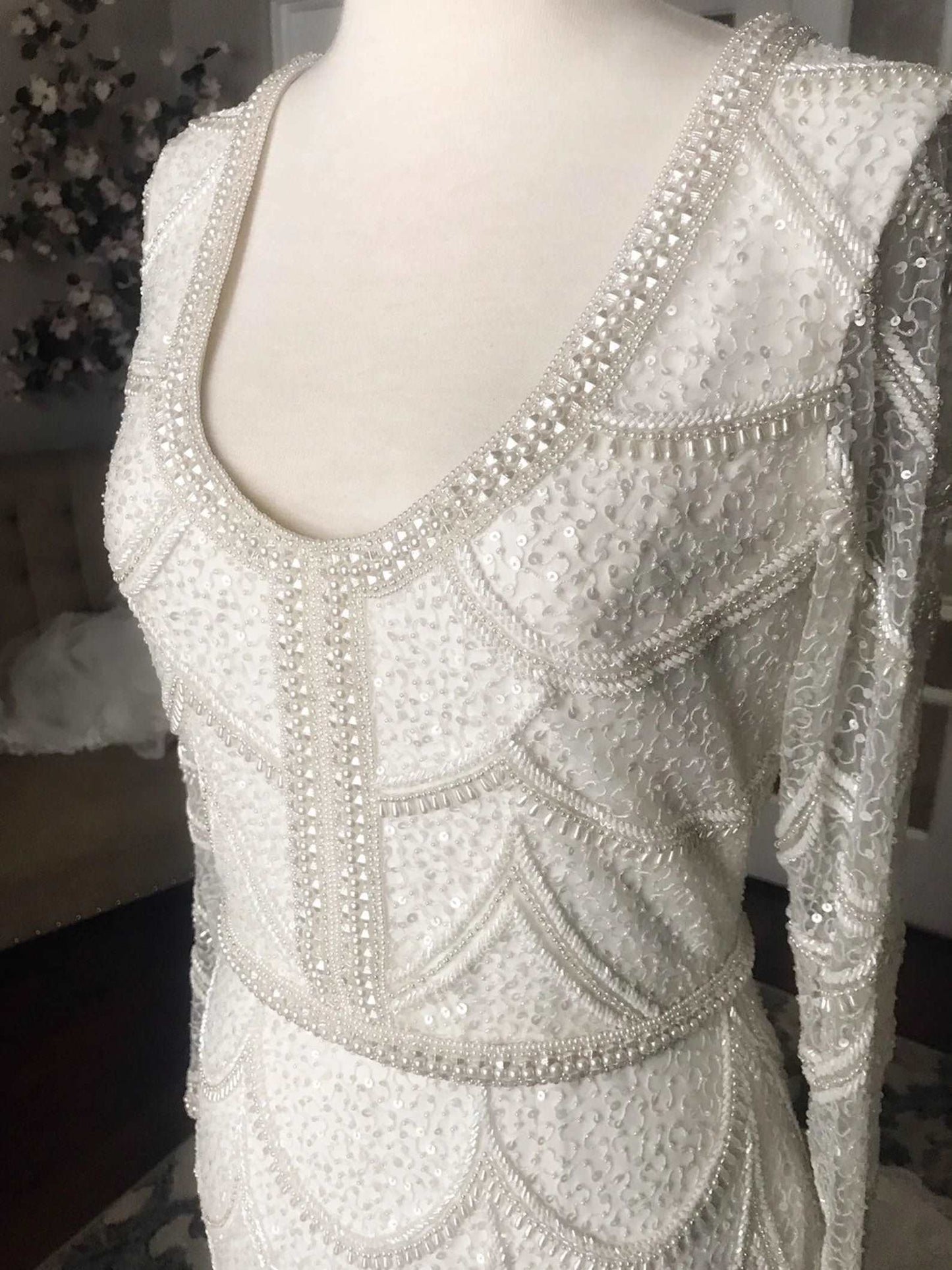 Heavily Beaded Scoop Neckline Fit & Flare Wedding Dress Elizabeth