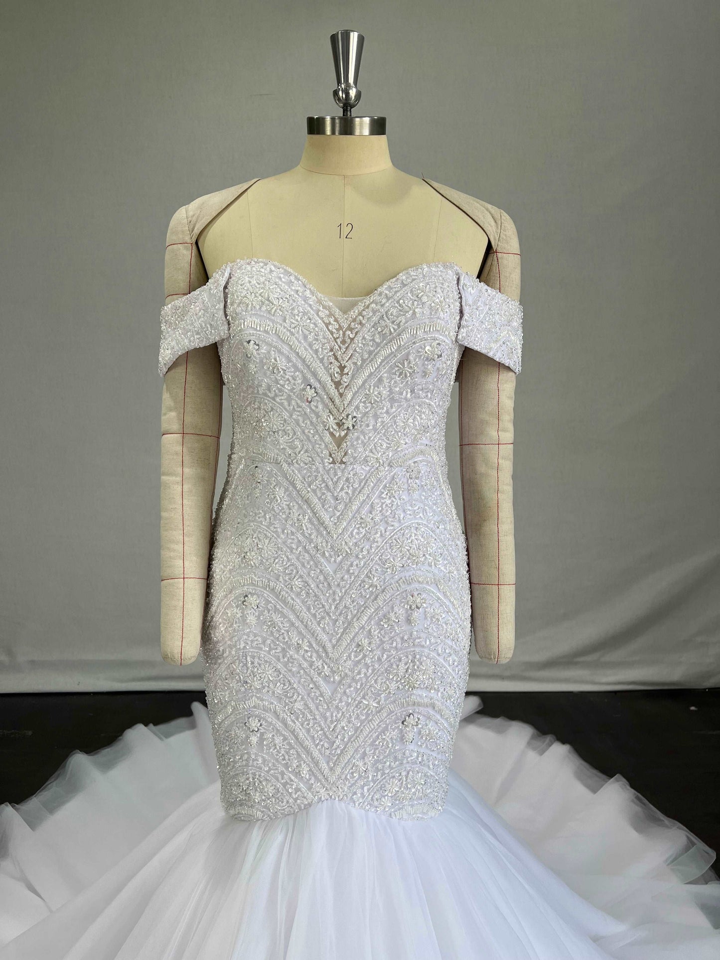 Off Shoulder Beaded Mermaid Wedding Dress Kimberley - A.Cherie Couture Shop