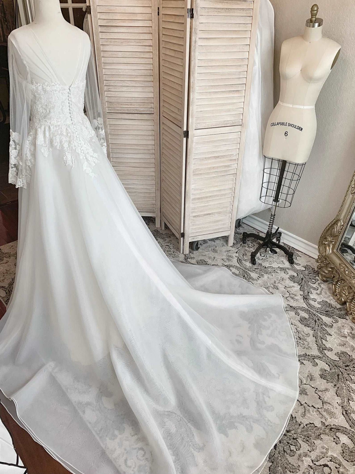 Illusion Neckline Pleated Back A-Line Wedding Dress Diana