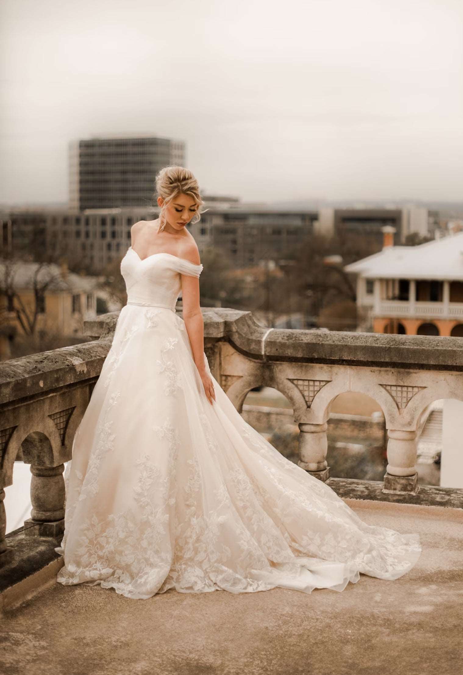 Off Shoulder Floral Lace Full A-Line Wedding Dress | Shop A.Cherie Light Ivory / US26 Off Shoulder Floral Lace Full A-Line Wedding Dress | Shop A.Cherie Light Ivory / US26