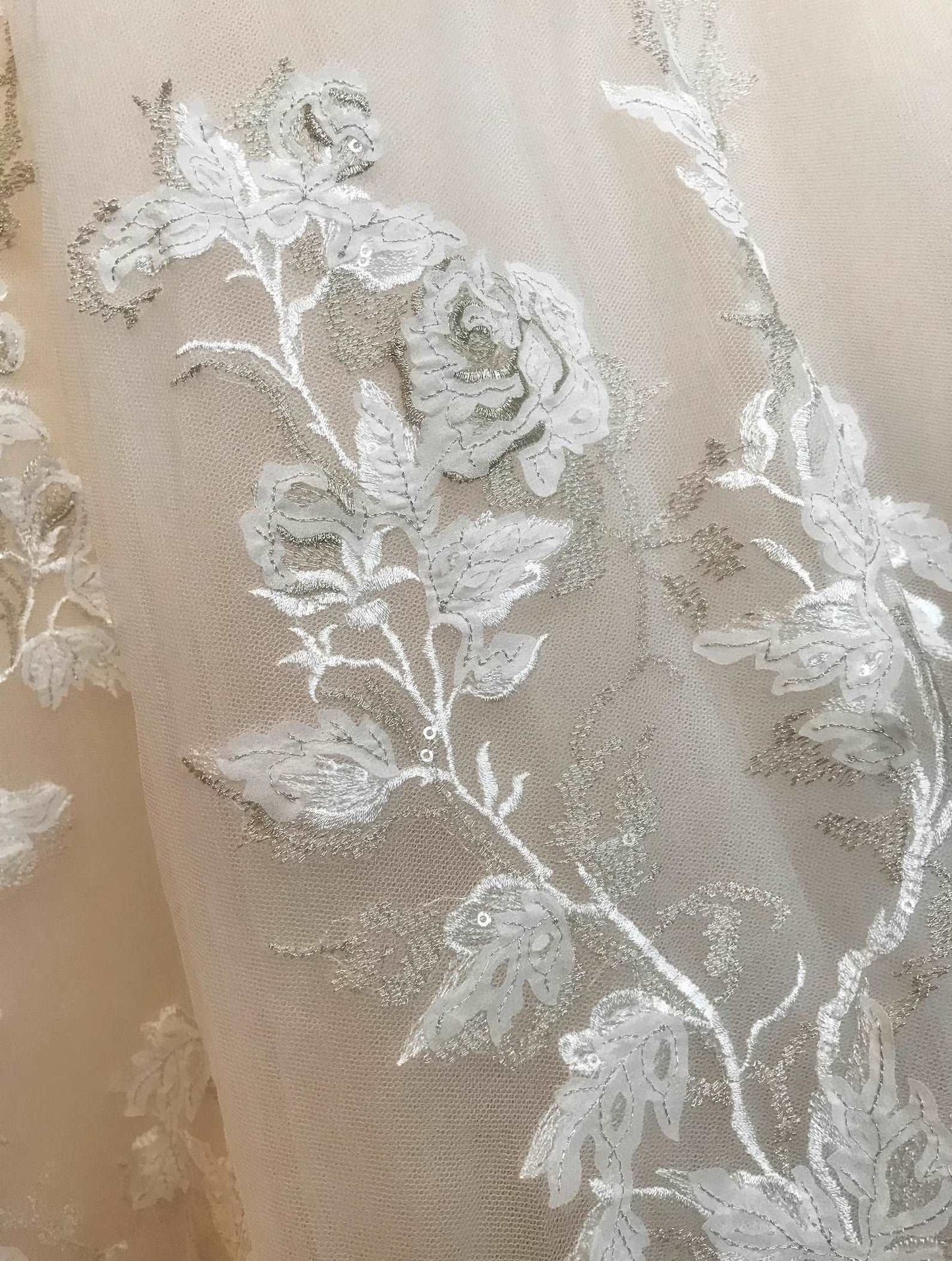 Off Shoulder Pleated with Floral Lace Full A-Line Wedding Dress Bella