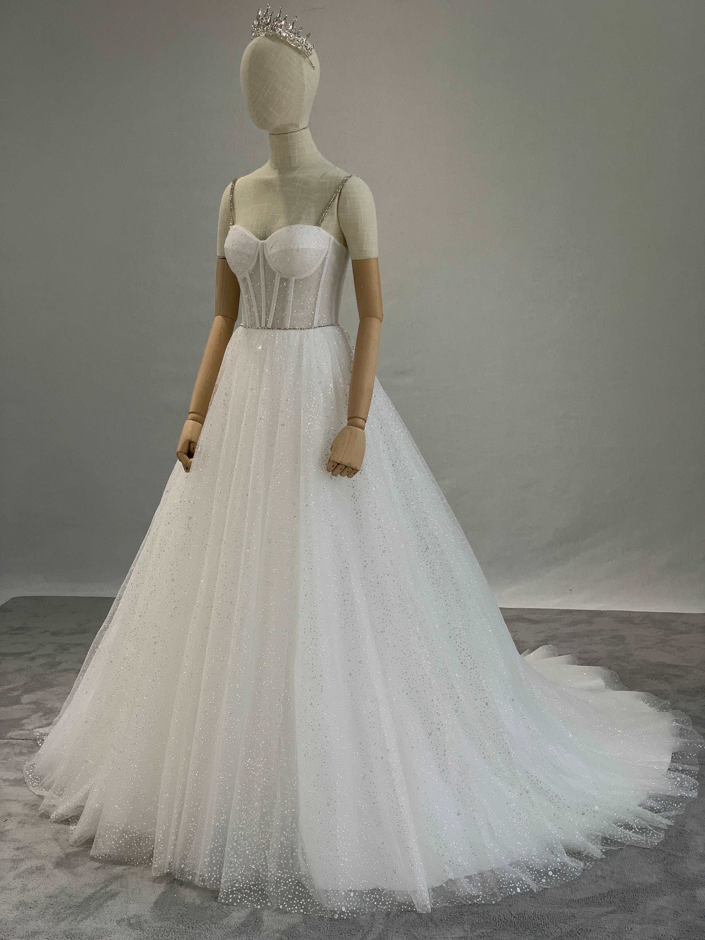 Glitter Tulle A-Line Wedding Dress Emily with Rhinestone Detailing