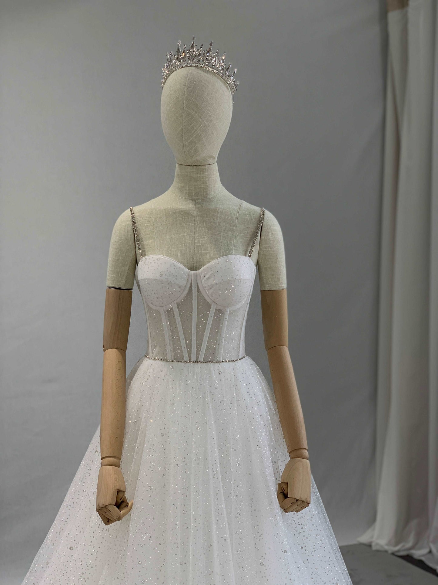 Glitter Tulle A-Line Wedding Dress Emily with Rhinestone Detailing