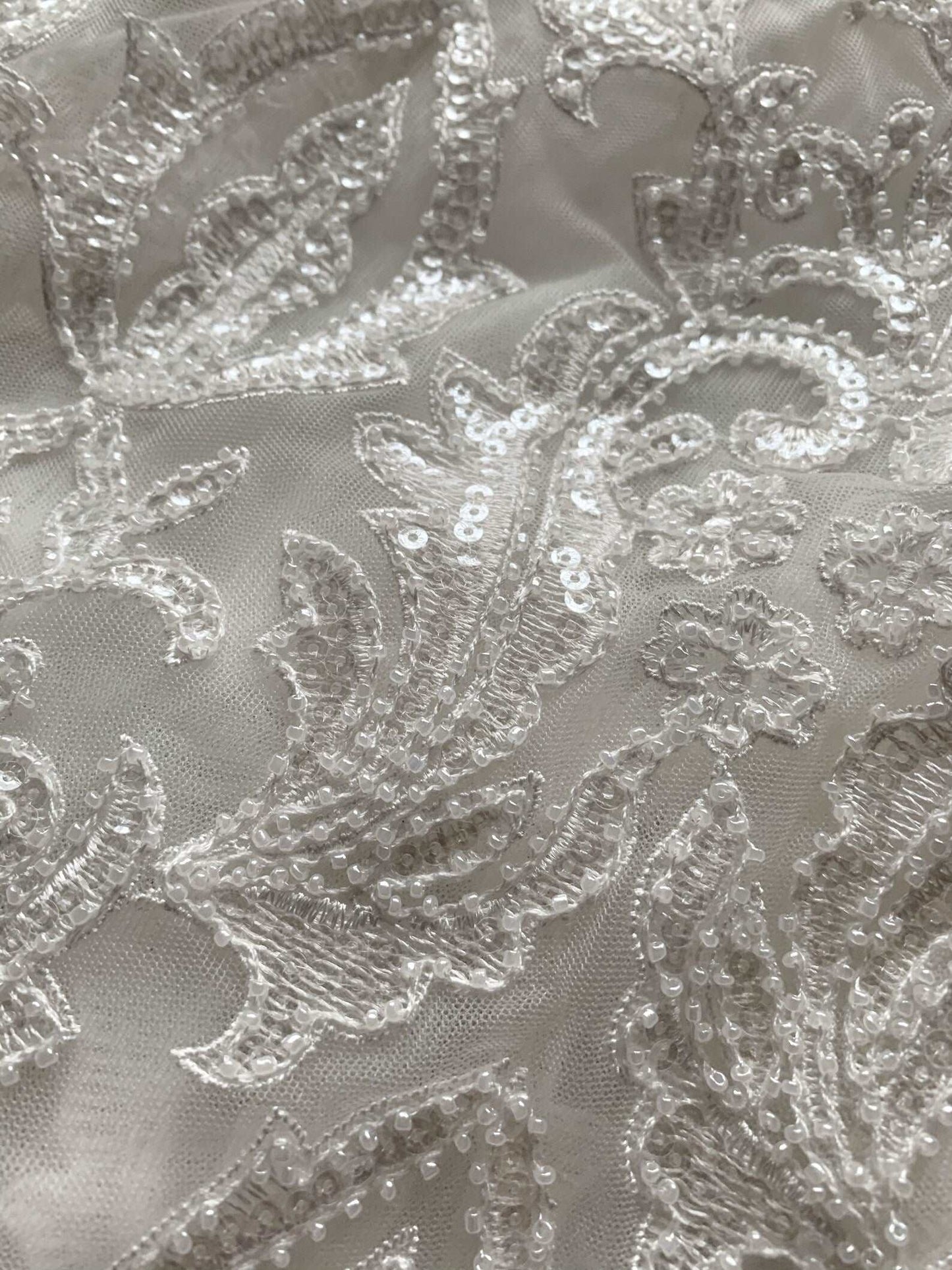Beaded & Sequin Scroll Lace Cathedral Veil - A.Cherie Couture Shop