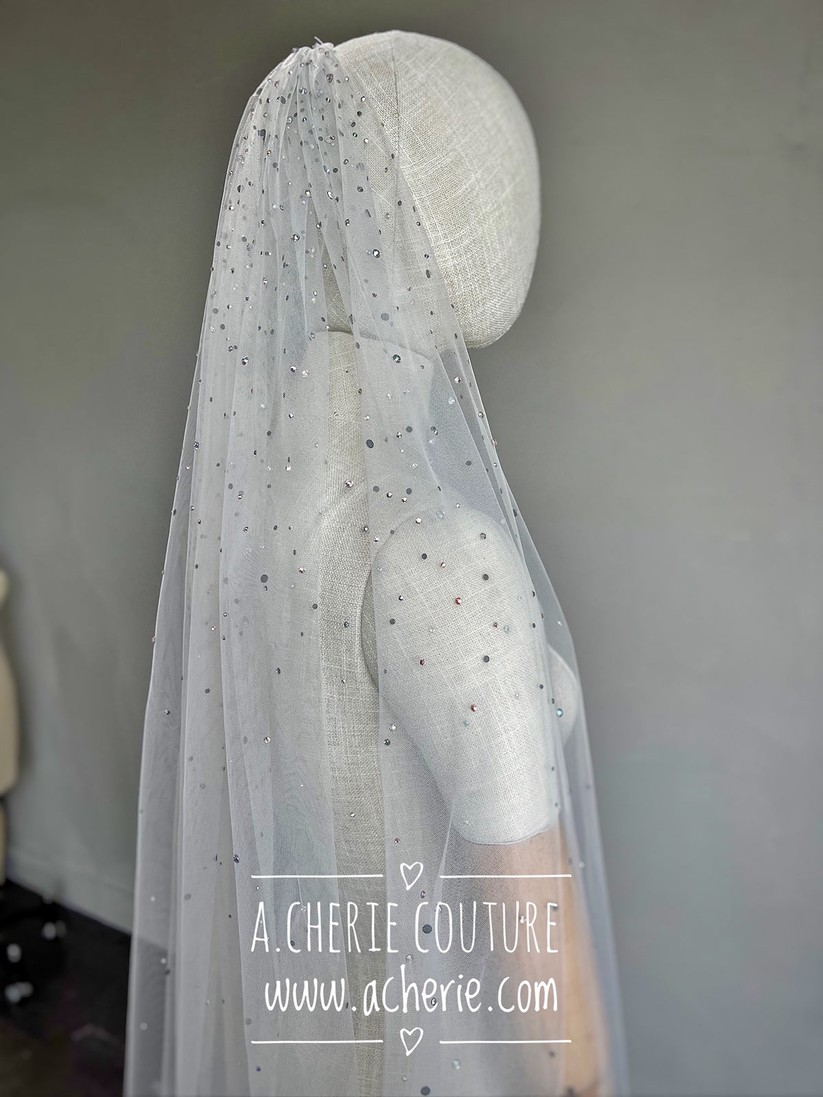 Style CV33 Aurora Rhinestone Cathedral Veil - A.Cherie Couture Shop