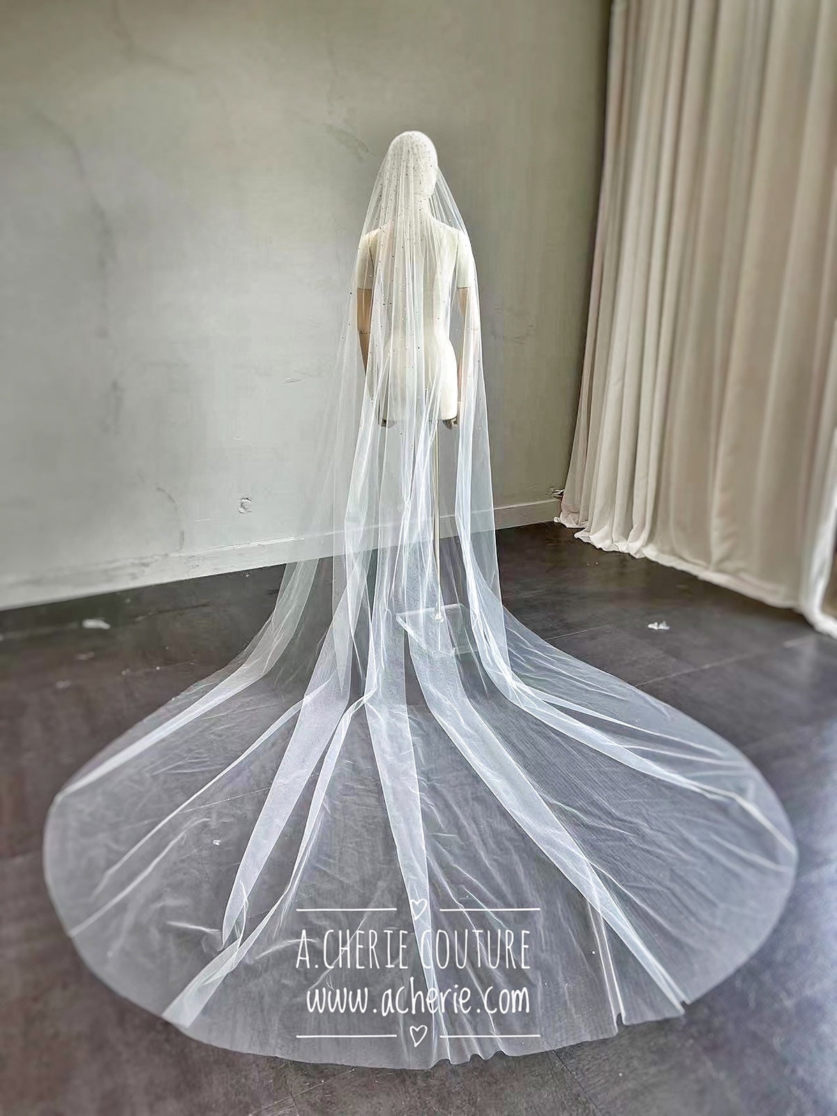 Style CV33 Aurora Rhinestone Cathedral Veil - A.Cherie Couture Shop