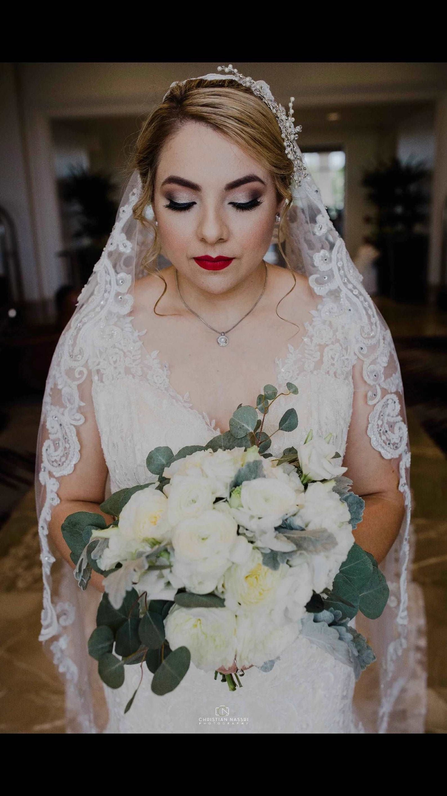 Beaded Scroll Lace Royal Veil - A.Cherie Couture Shop