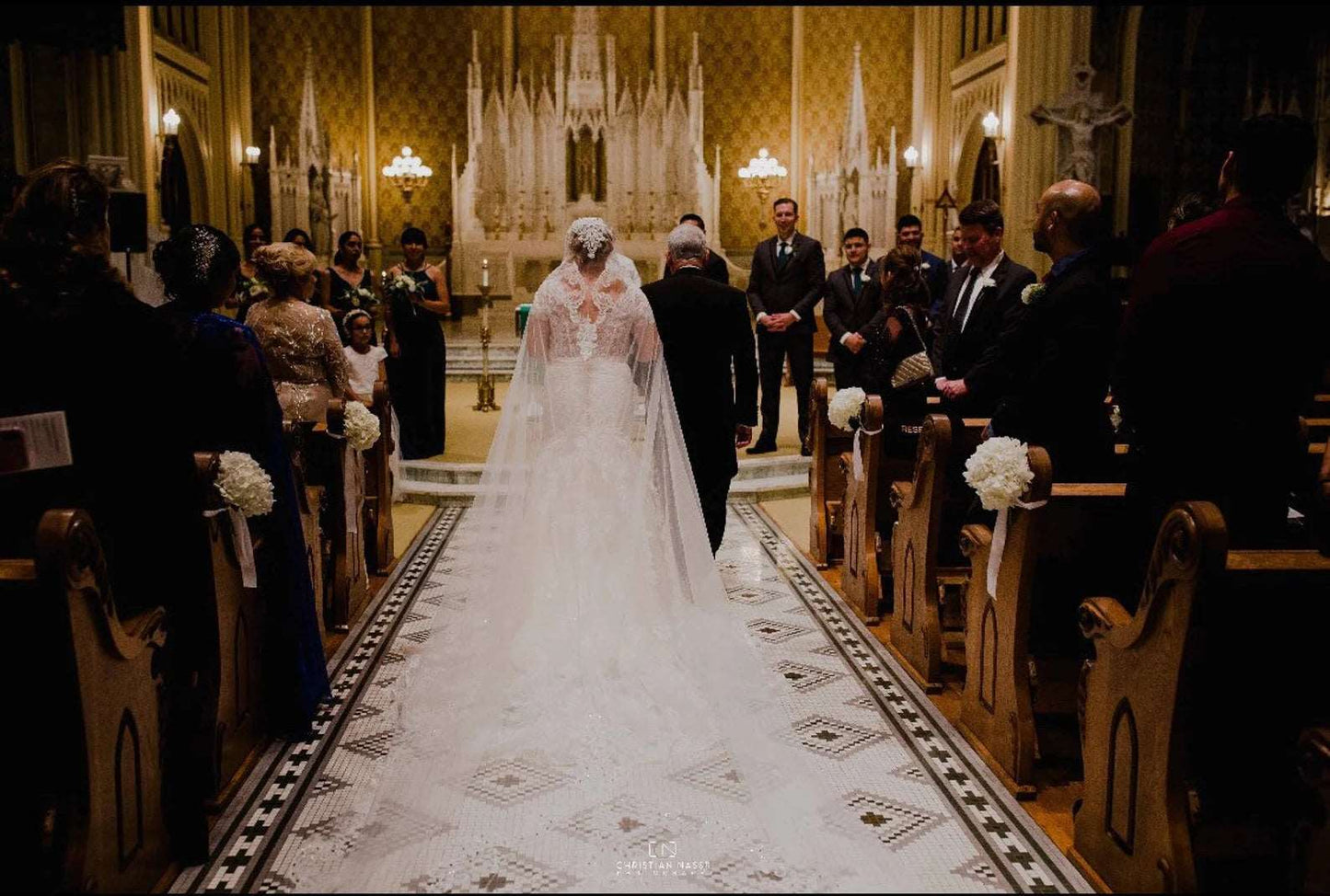 Beaded Scroll Lace Royal Veil - A.Cherie Couture Shop