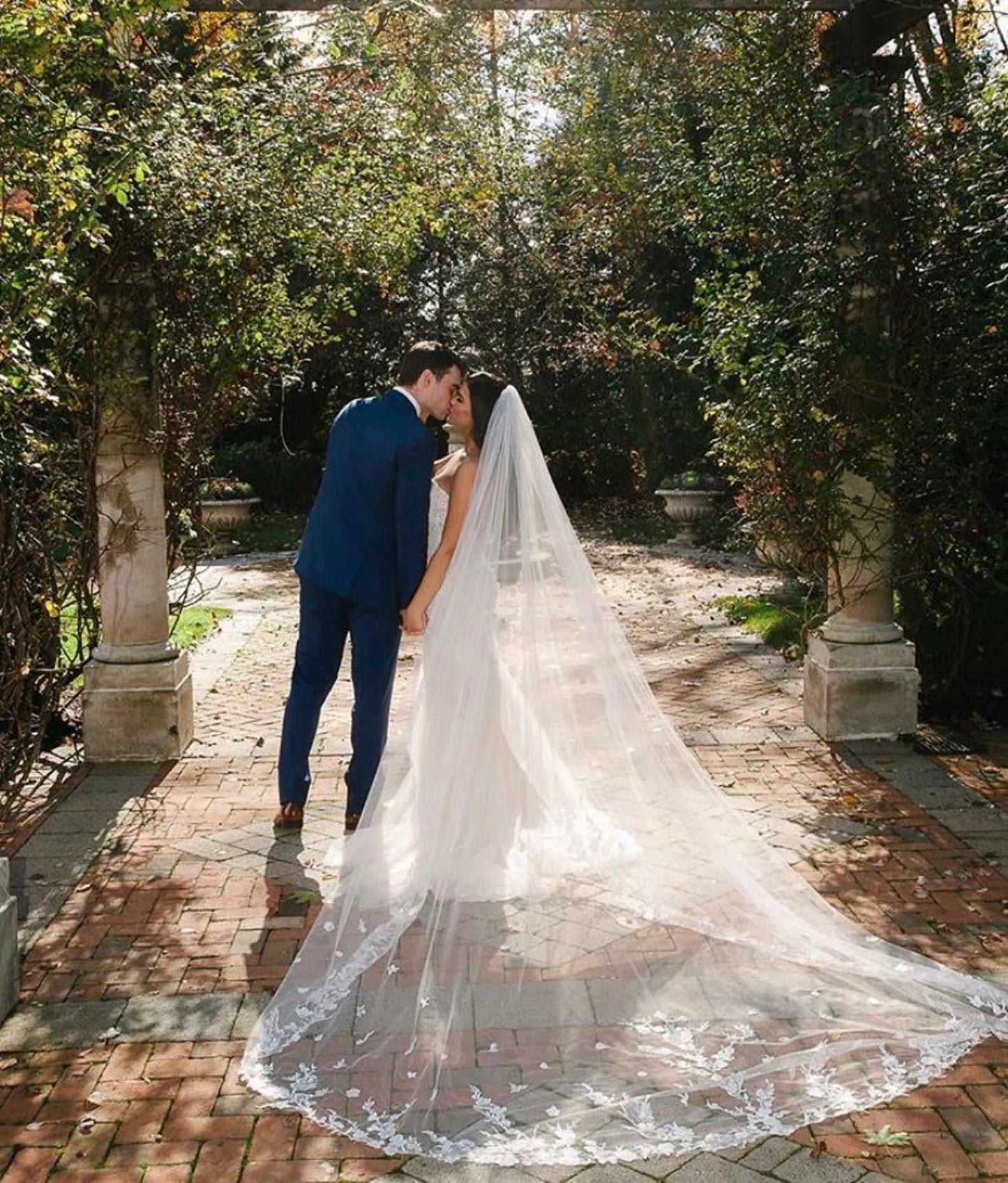 Floral Branch Lace with Scattered Flowers Royal Veil - A.Cherie Couture Shop