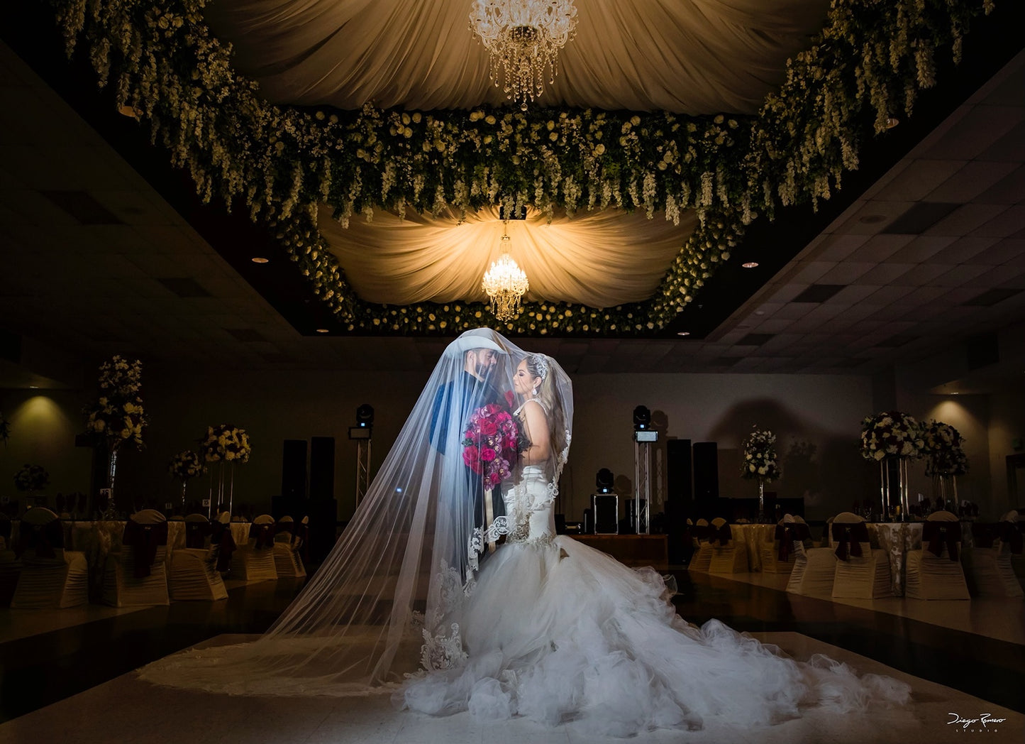 Style RV25 Embroidered Scroll Lace Royal Veil - A.Cherie Couture Shop