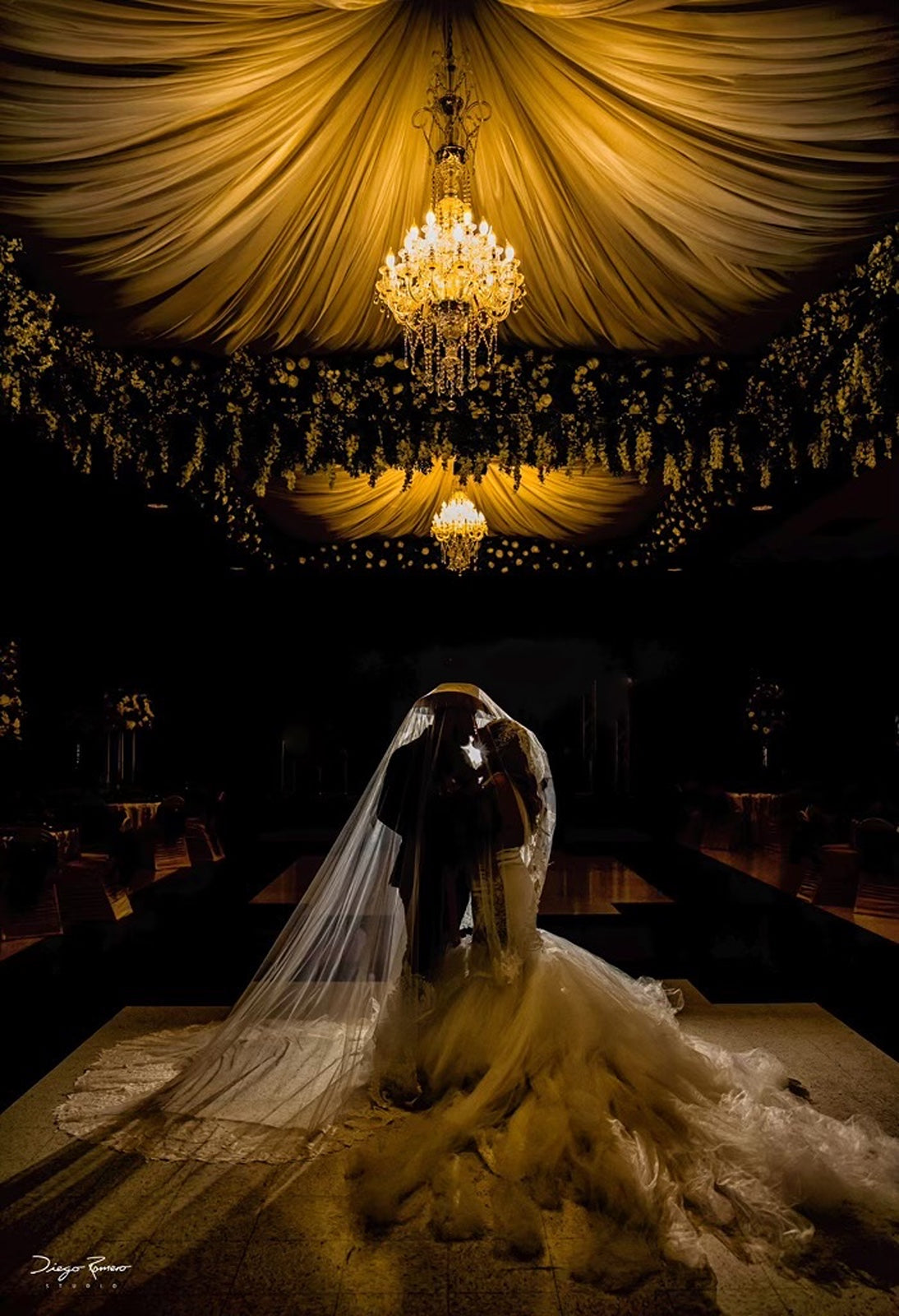 Style RV25 Embroidered Scroll Lace Royal Veil - A.Cherie Couture Shop