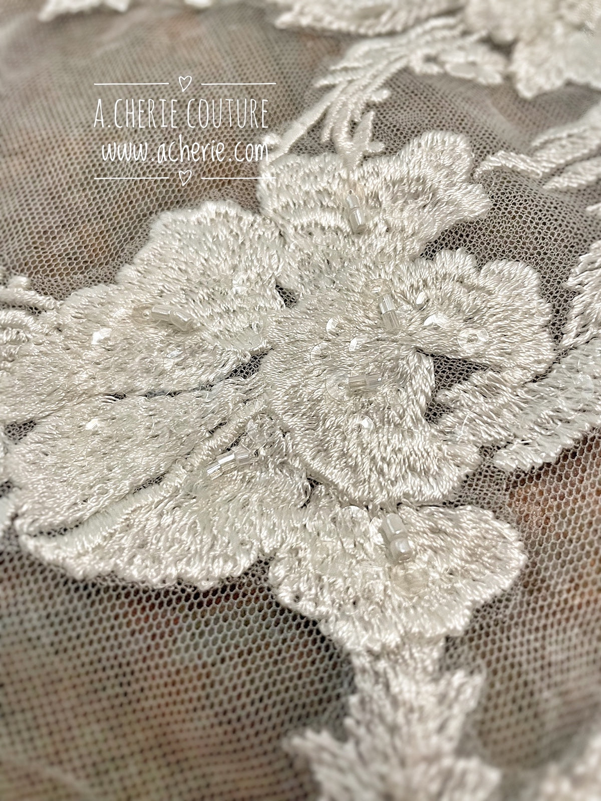 Style RV33 Sequin Floral Lace Royal Veil - A.Cherie Couture Shop