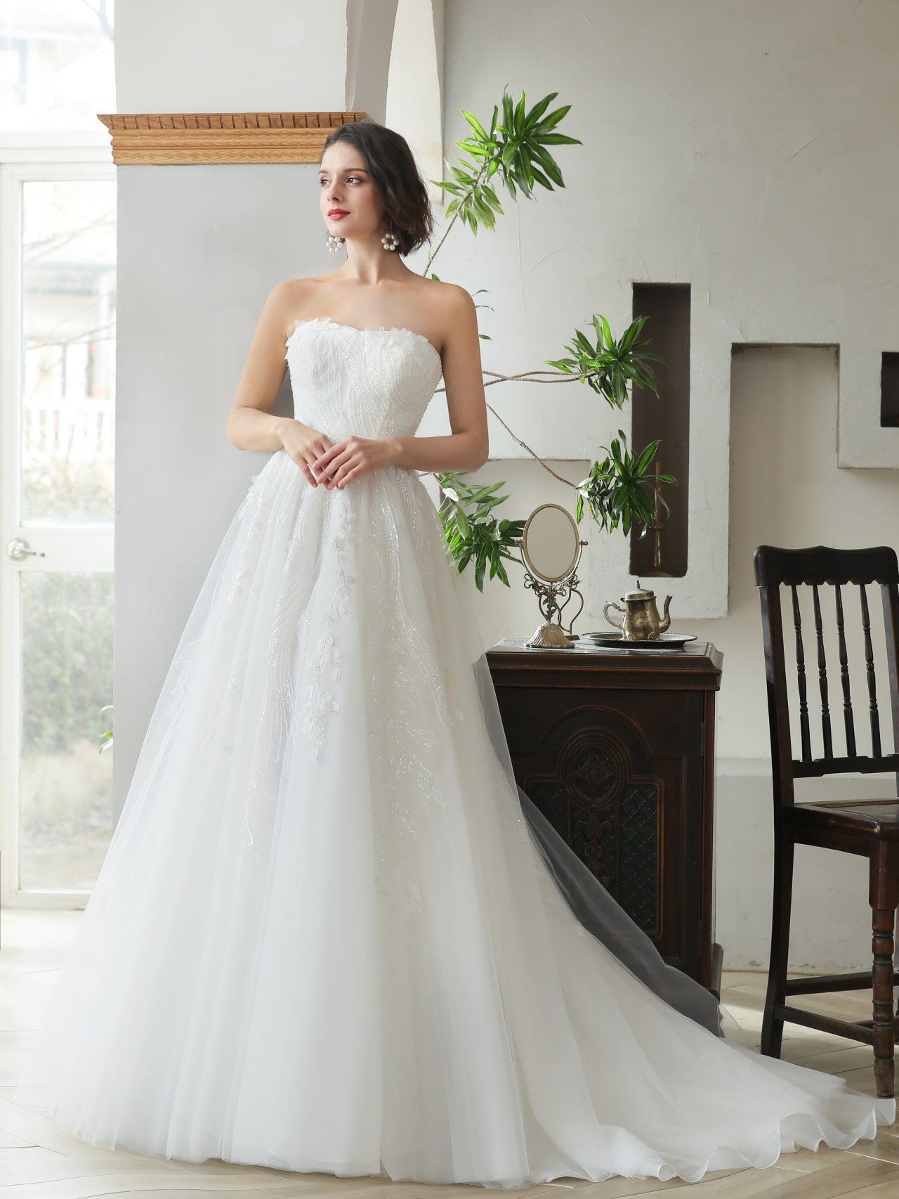 Strapless Lace A-Line Wedding Dress