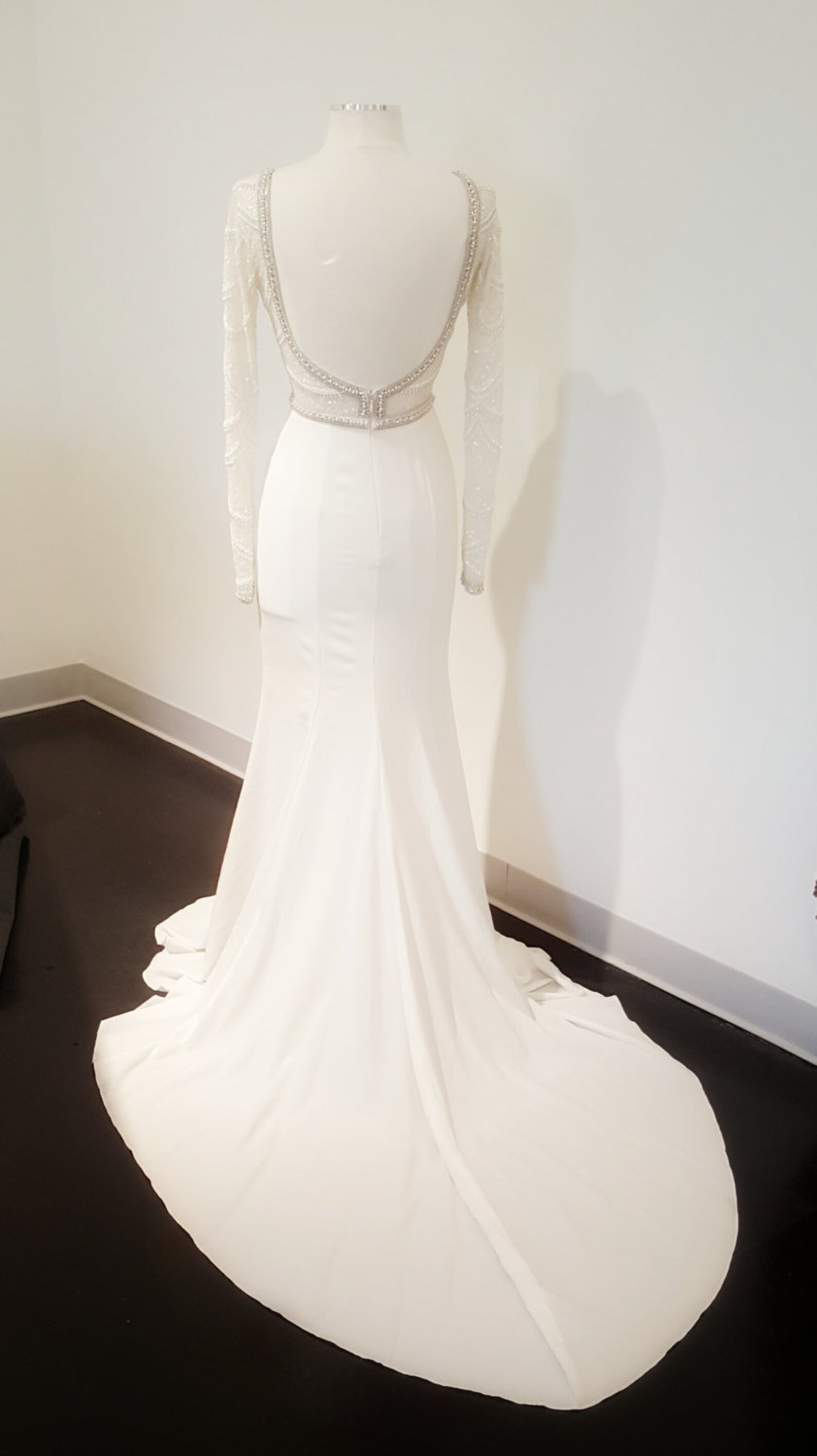 Scoop Back Bead and Sequin Fit & Flare Wedding Dress Paris - A.Cherie Couture Shop