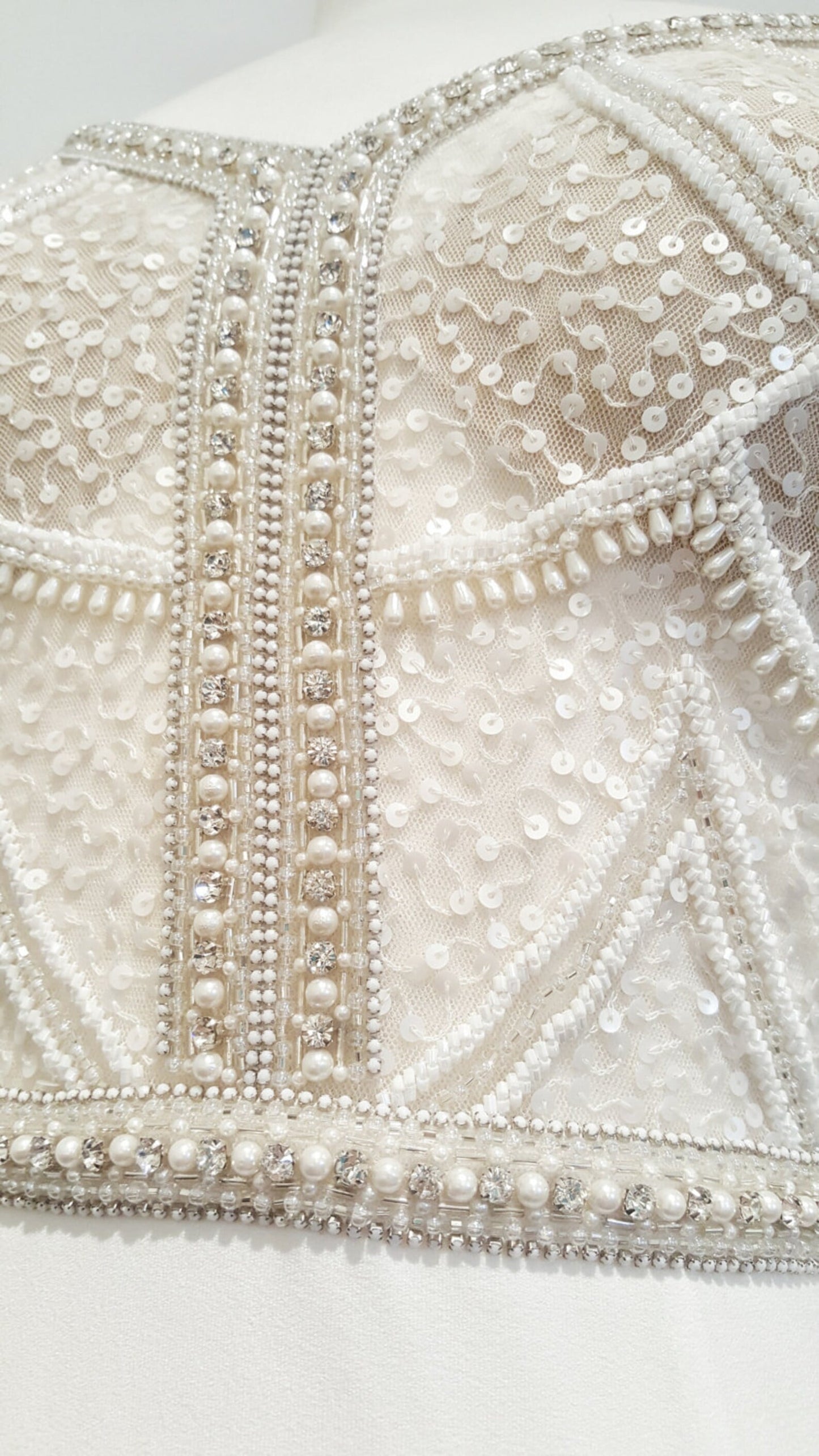 Scoop Back Bead and Sequin Fit & Flare Wedding Dress Paris - A.Cherie Couture Shop