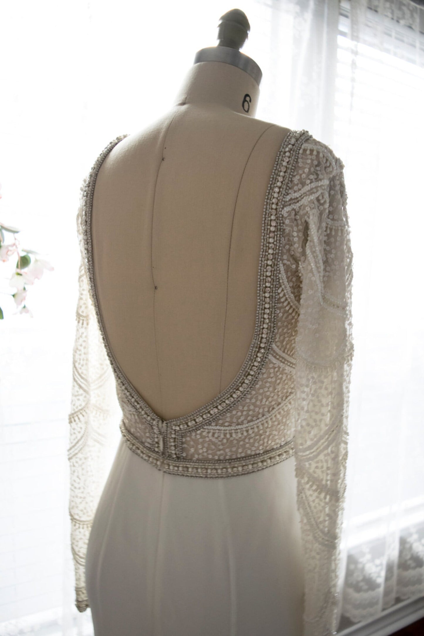 Scoop Back Bead and Sequin Fit & Flare Wedding Dress Paris - A.Cherie Couture Shop