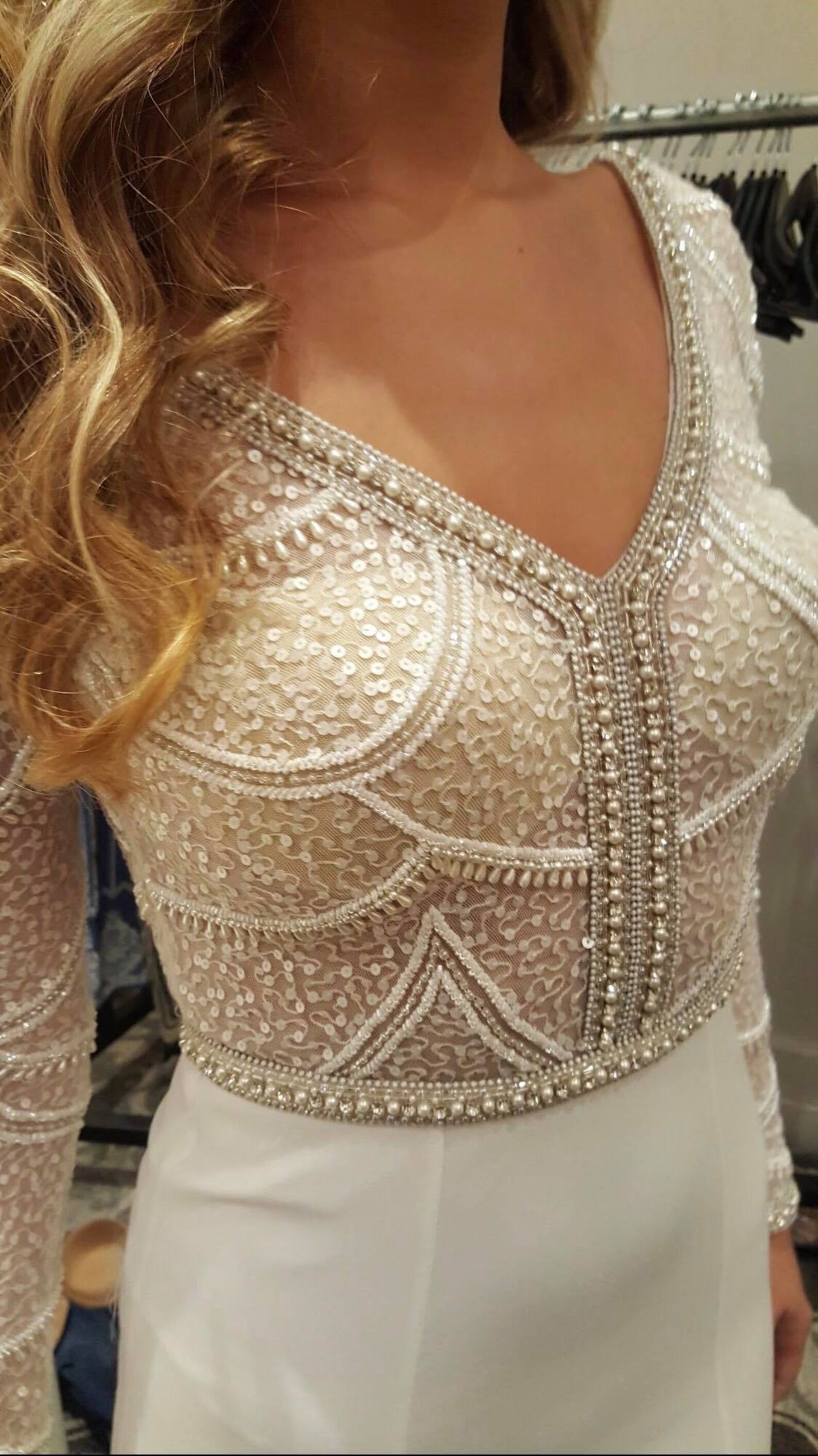Scoop Back Bead and Sequin Fit & Flare Wedding Dress Paris - A.Cherie Couture Shop