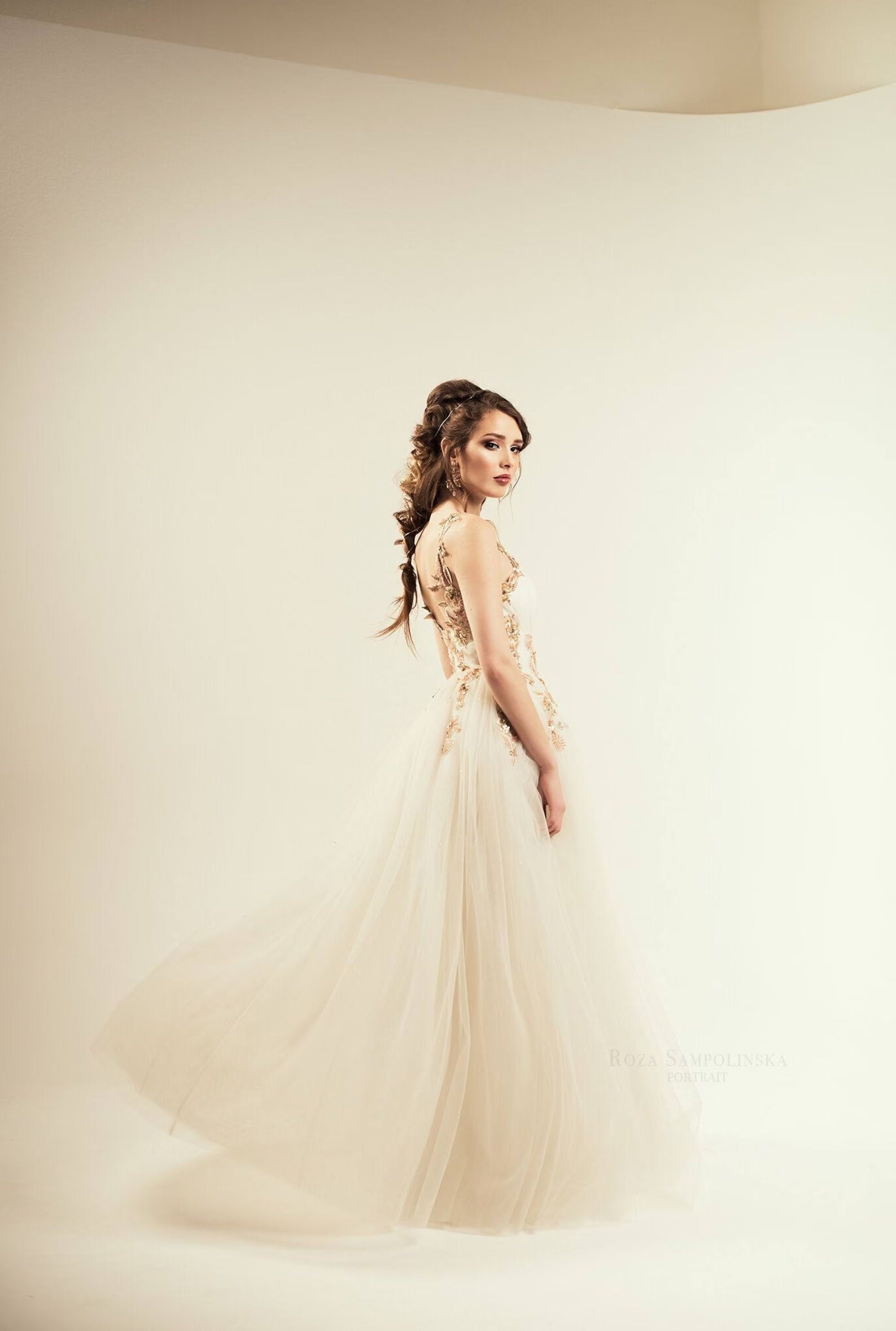 Gold & Blush Floral Embroidered Beaded A-Line Wedding Dress | Shop A.Cherie Light Ivory / US10 Gold & Blush Floral Embroidered Beaded A-Line Wedding Dress | Shop A.Cherie Light Ivory / US10