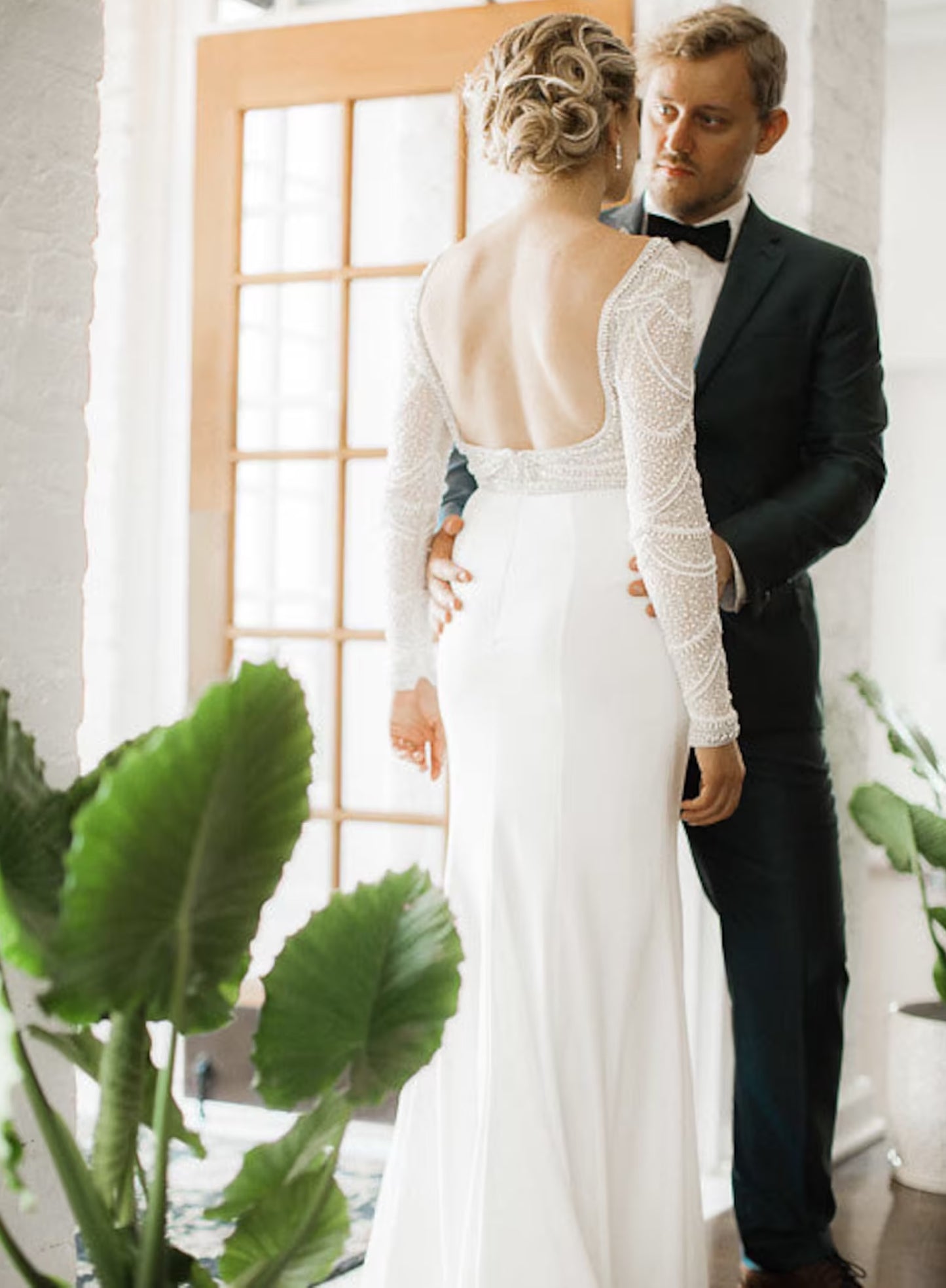 Scoop Back Bead and Sequin Fit & Flare Wedding Dress Paris - A.Cherie Couture Shop