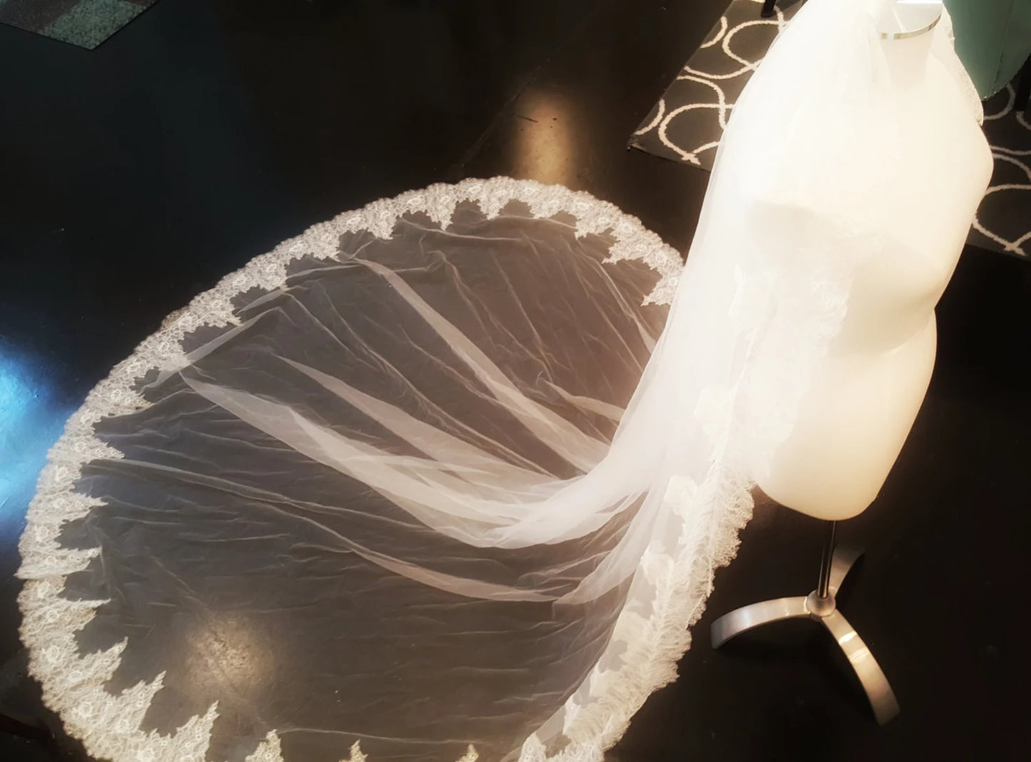 Chantilly Lace Edge Cathedral Veil - A.Cherie Couture Shop
