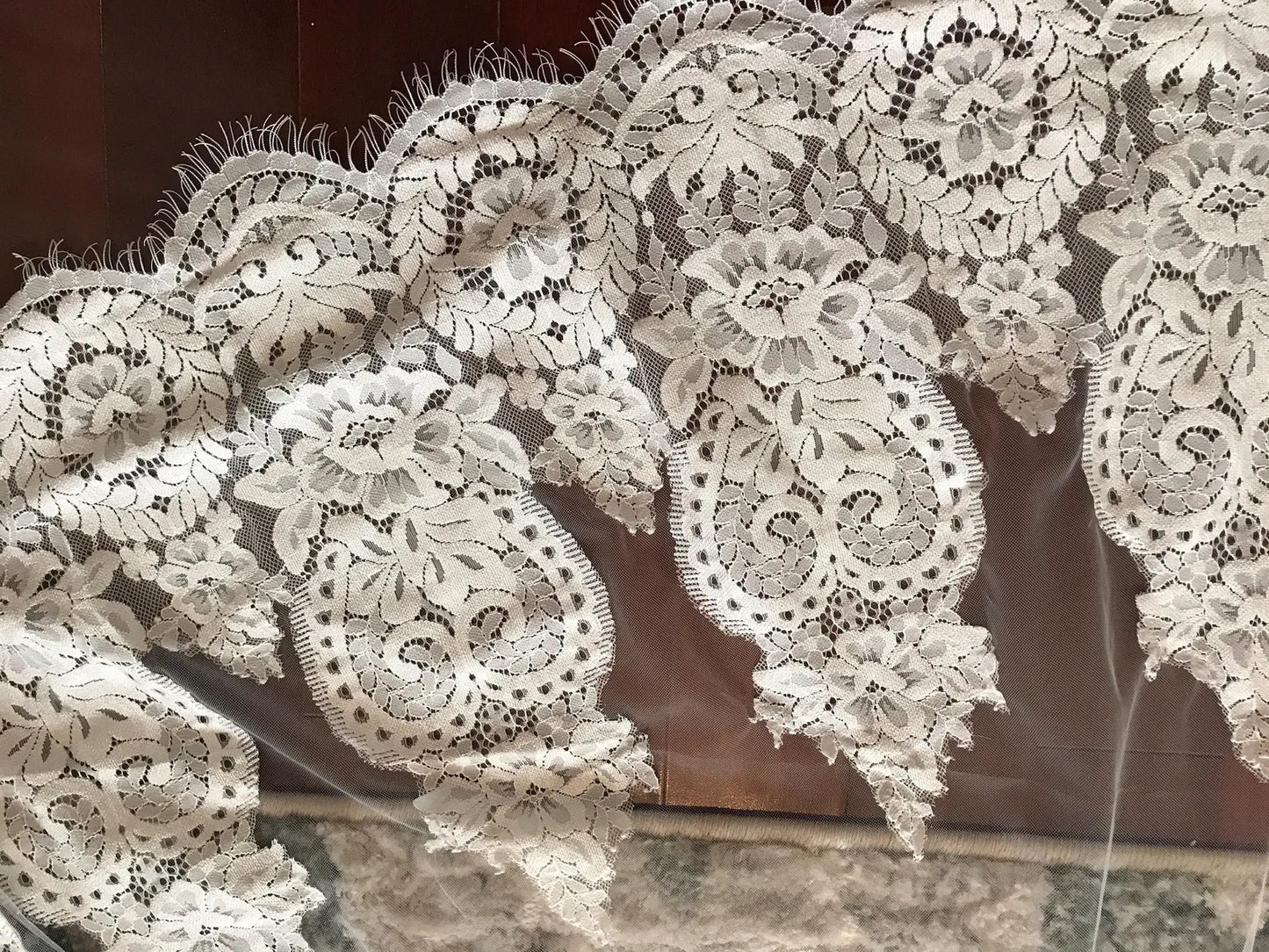 Wide Scallop Lace Royal Veil - A.Cherie Couture Shop