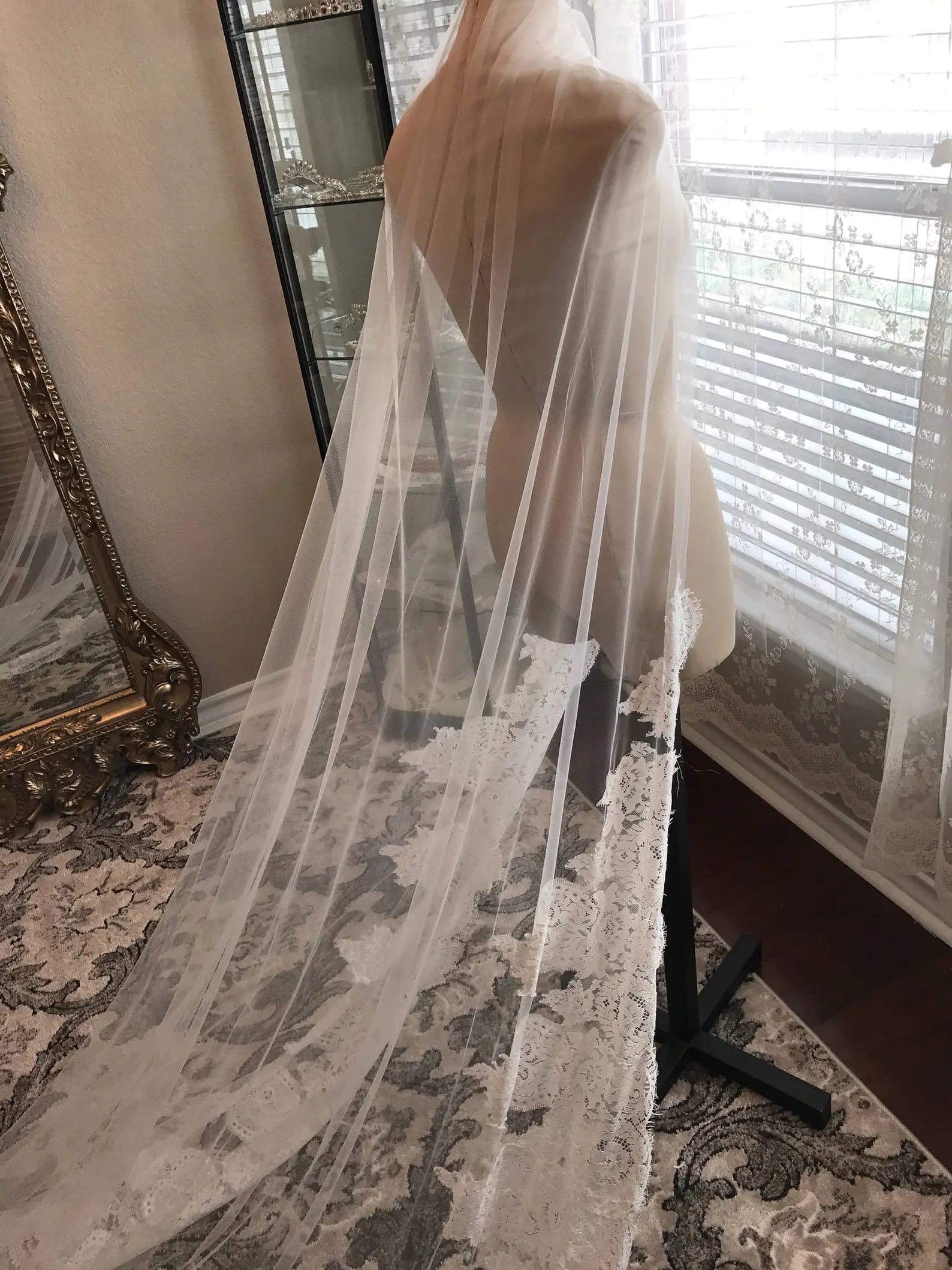 Wide Scallop Lace Royal Veil - A.Cherie Couture Shop