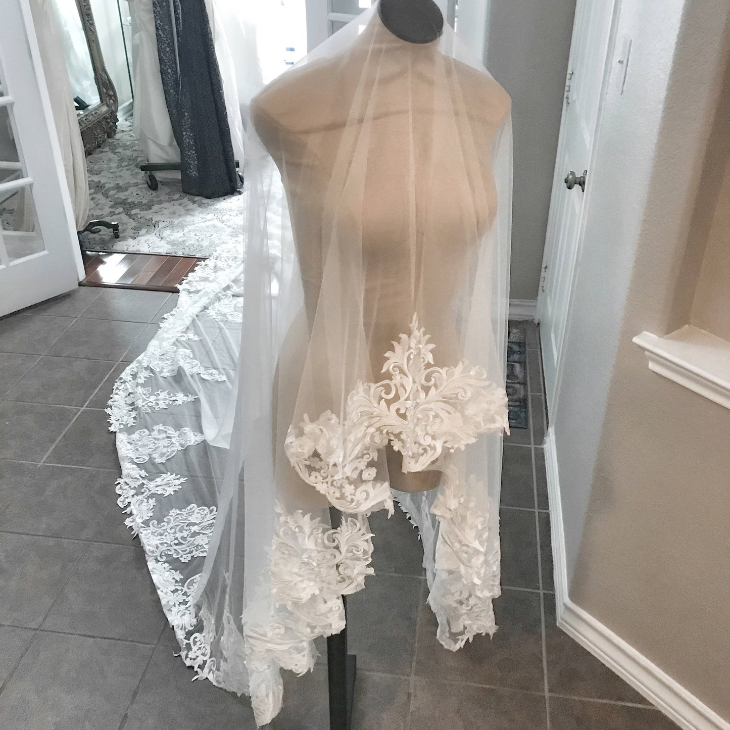 Scroll Dense Lace Royal Veil - A.Cherie Couture Shop