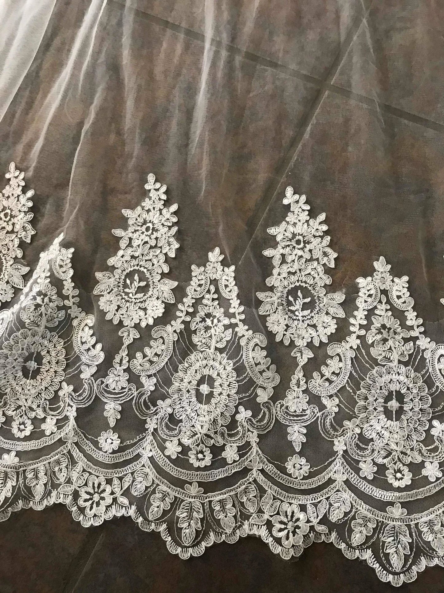Wide Floral Lace Cathedral Veil - A.Cherie Couture Shop