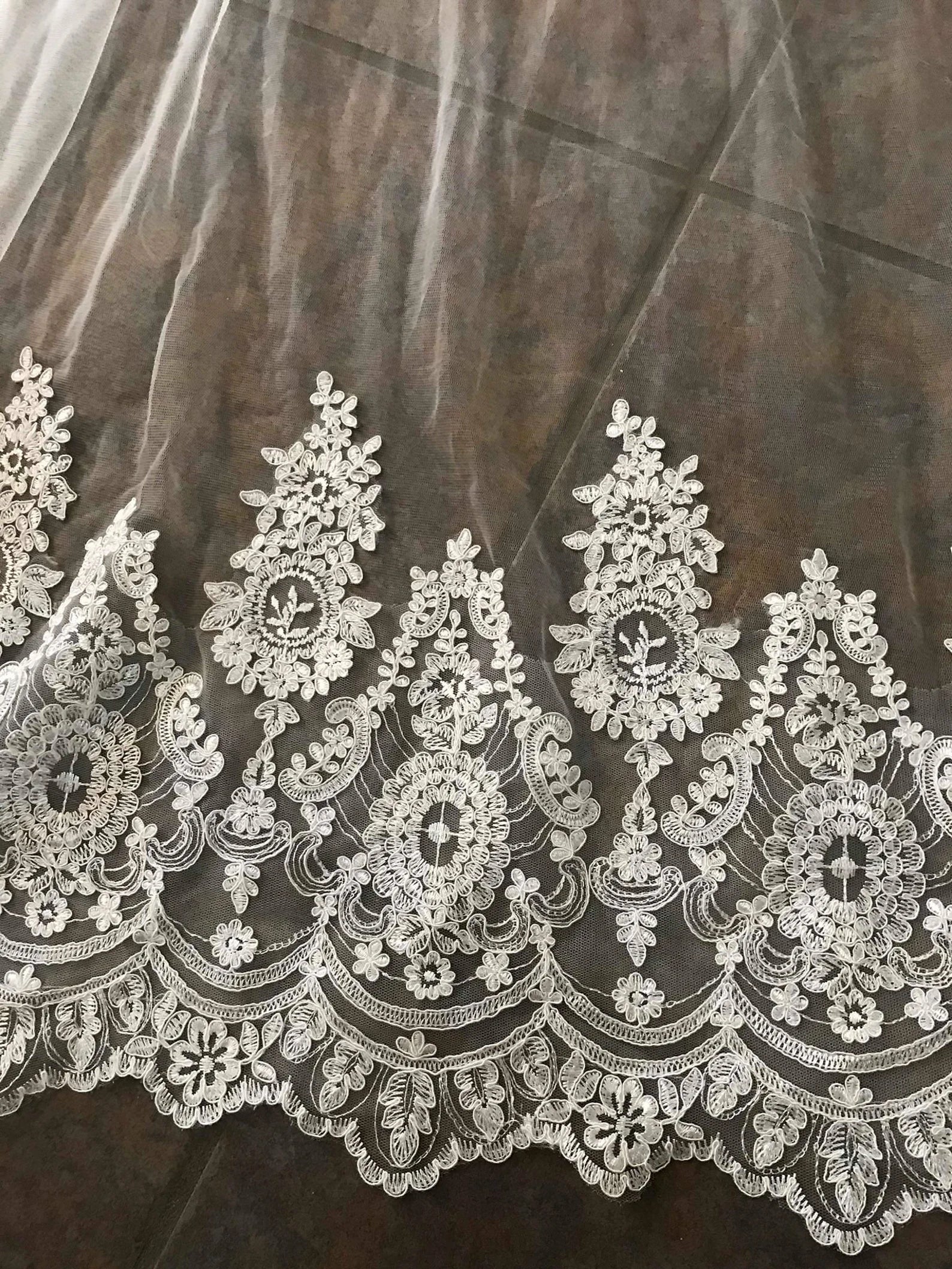 Wide Floral Lace Cathedral Veil - A.Cherie Couture Shop