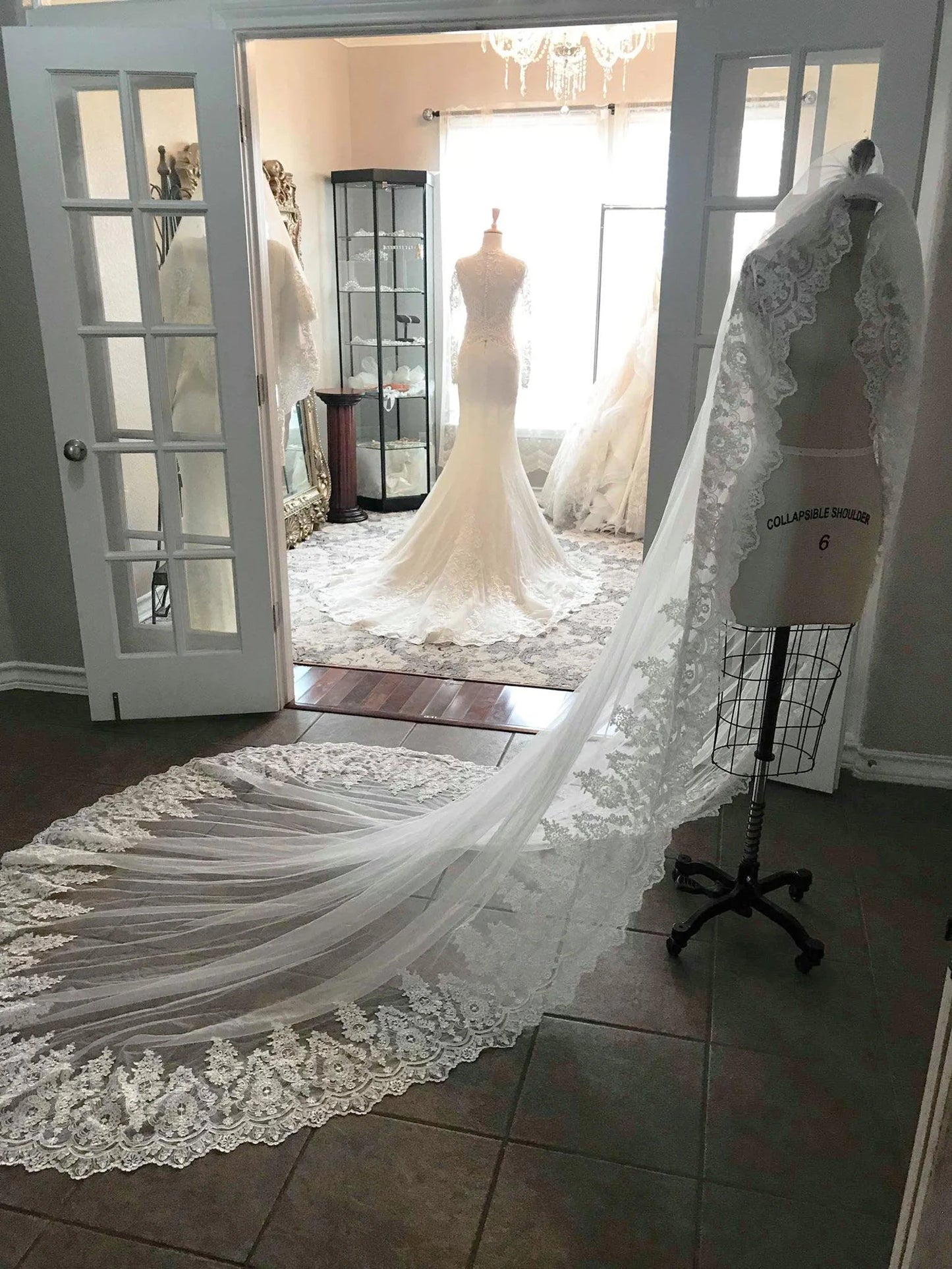 Wide Floral Lace Cathedral Veil - A.Cherie Couture Shop