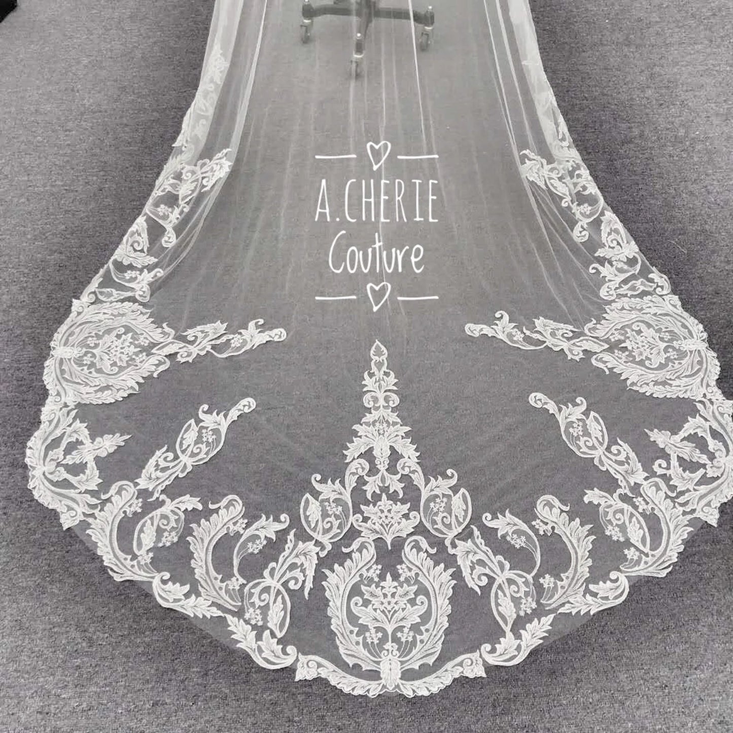 Scroll Lace Edge Cathedral Veil - A.Cherie Couture Shop