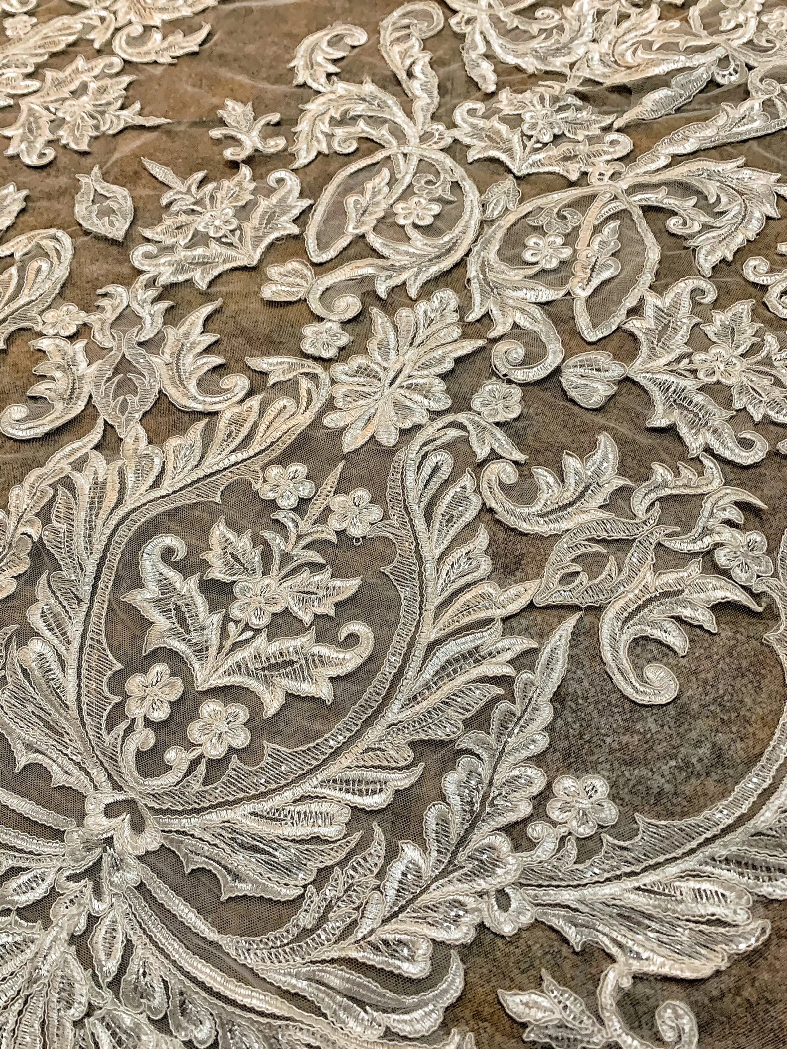 Sequin Scalloped Lace with Beading Cathedral Veil - A.Cherie Couture Shop