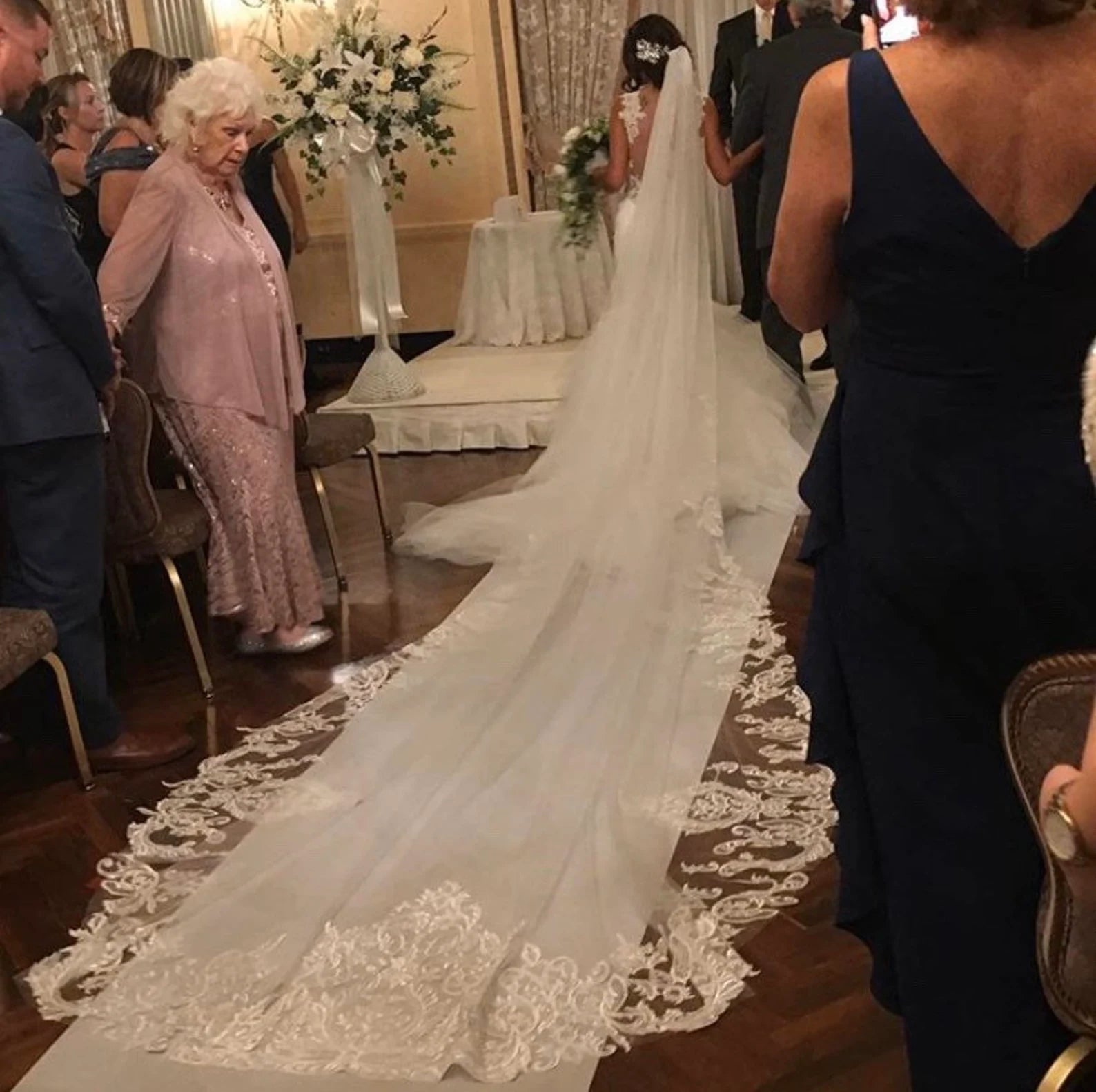 Sequin Scroll Lace Royal Veil - A.Cherie Couture Shop