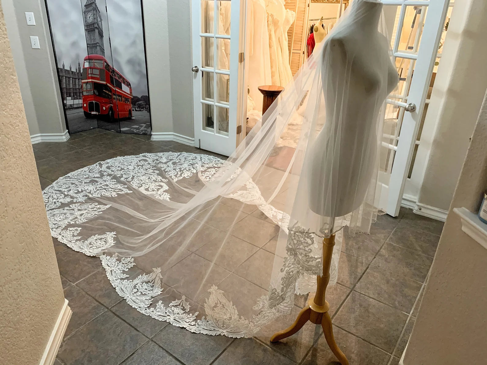 Sequin Scalloped Lace with Beading Cathedral Veil - A.Cherie Couture Shop