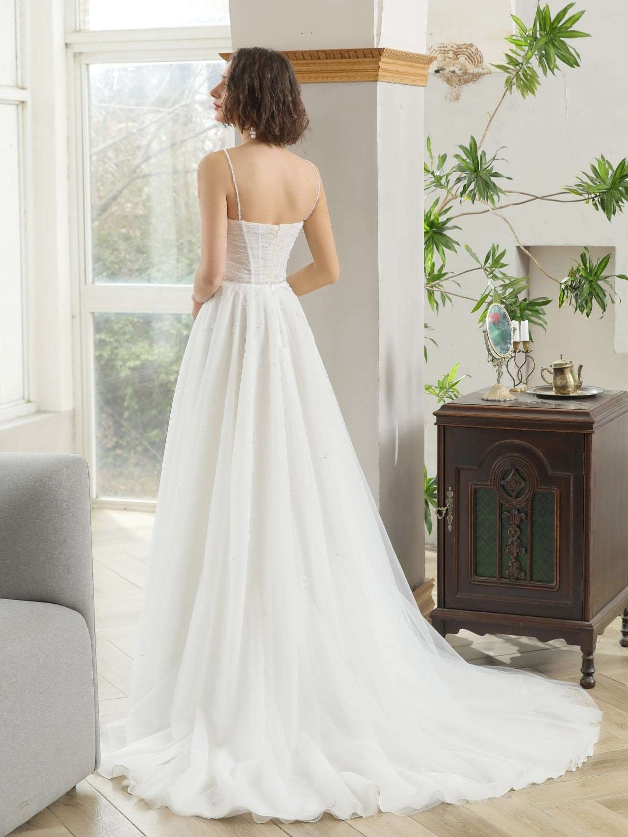 Ruched Bodice with Pearl Detailing A-Line Wedding Dress Avery