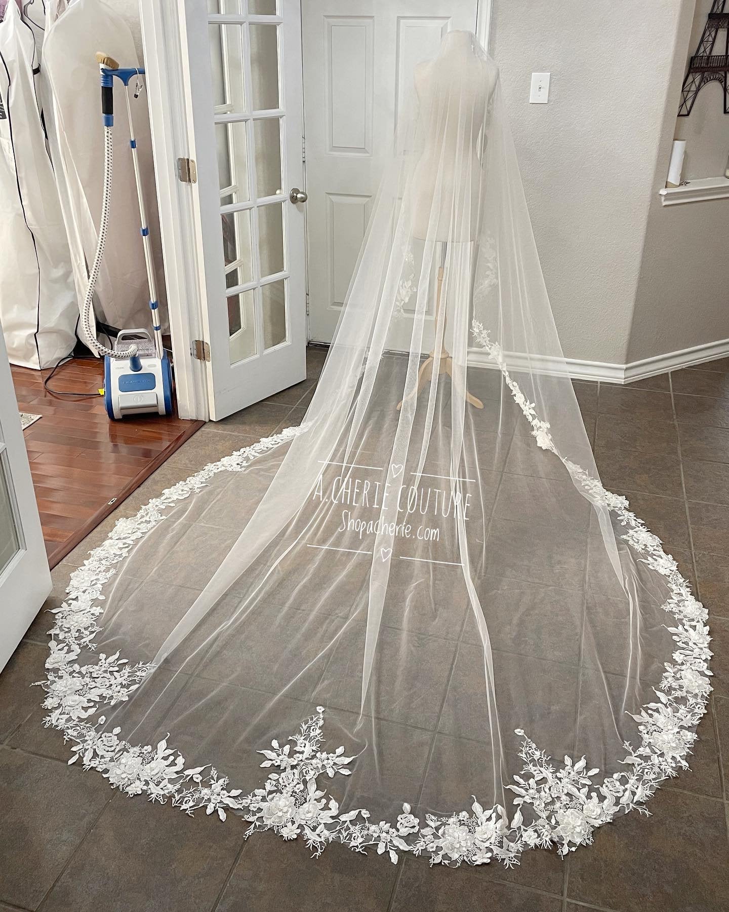 3d floral lace veil