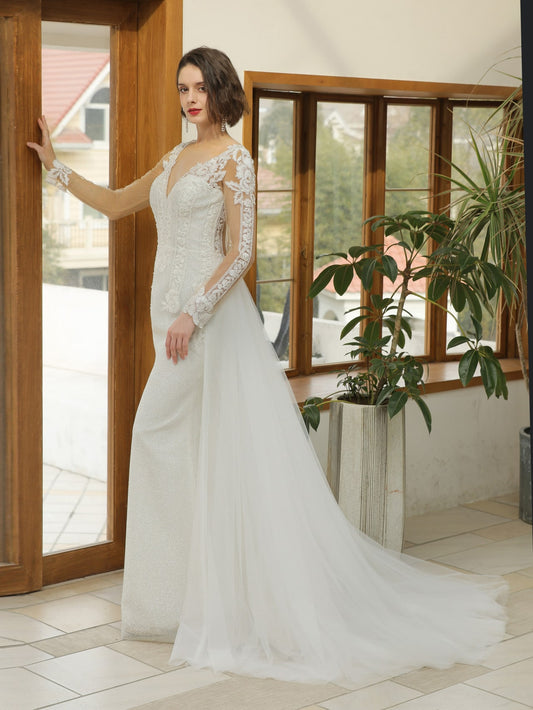 Voluminous Tulle Back Wedding Overskirt - A.Cherie Couture Shop