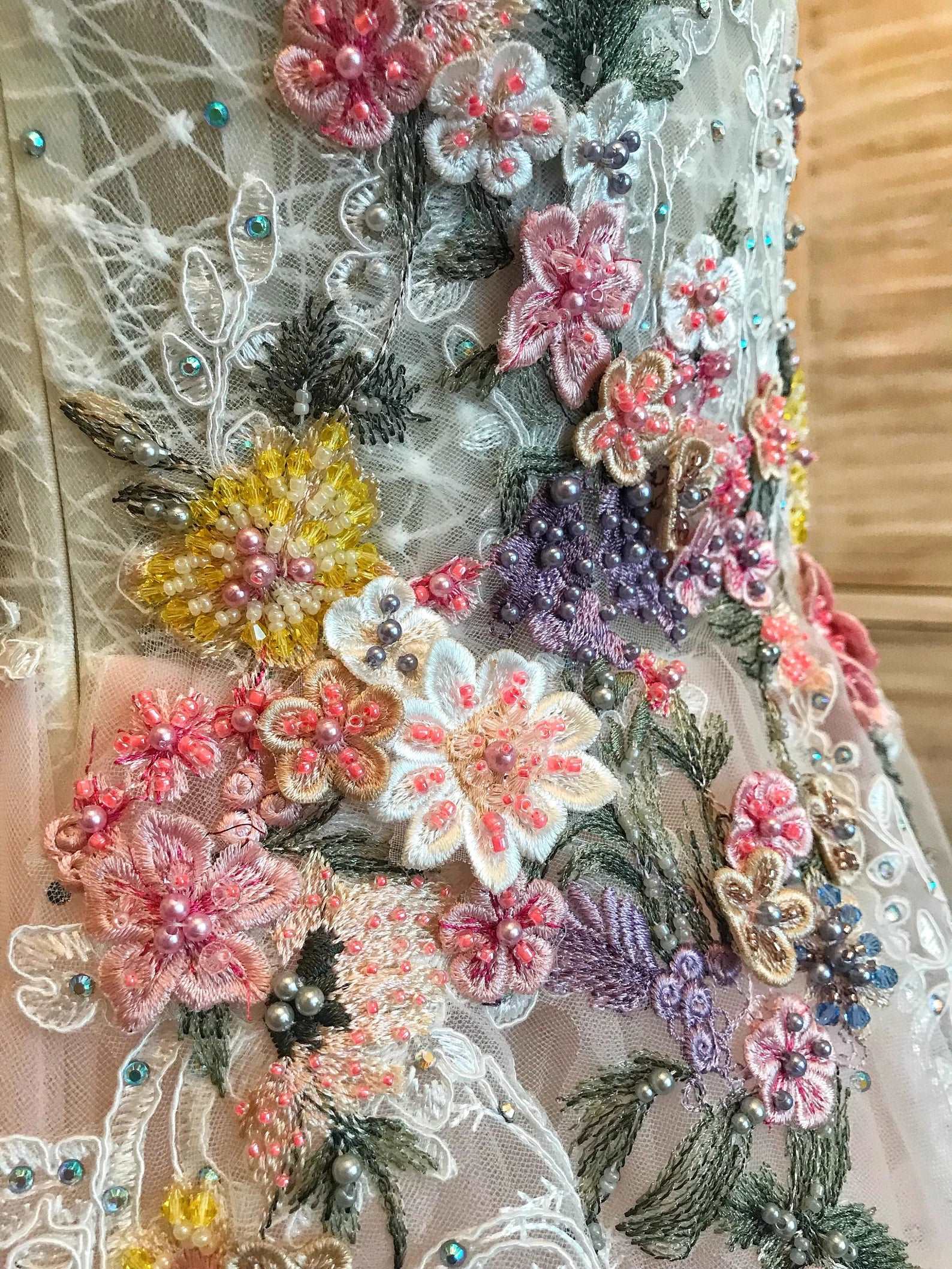 Beaded Floral Blush A-Line Wedding Dress Alice - A.Cherie Couture Shop