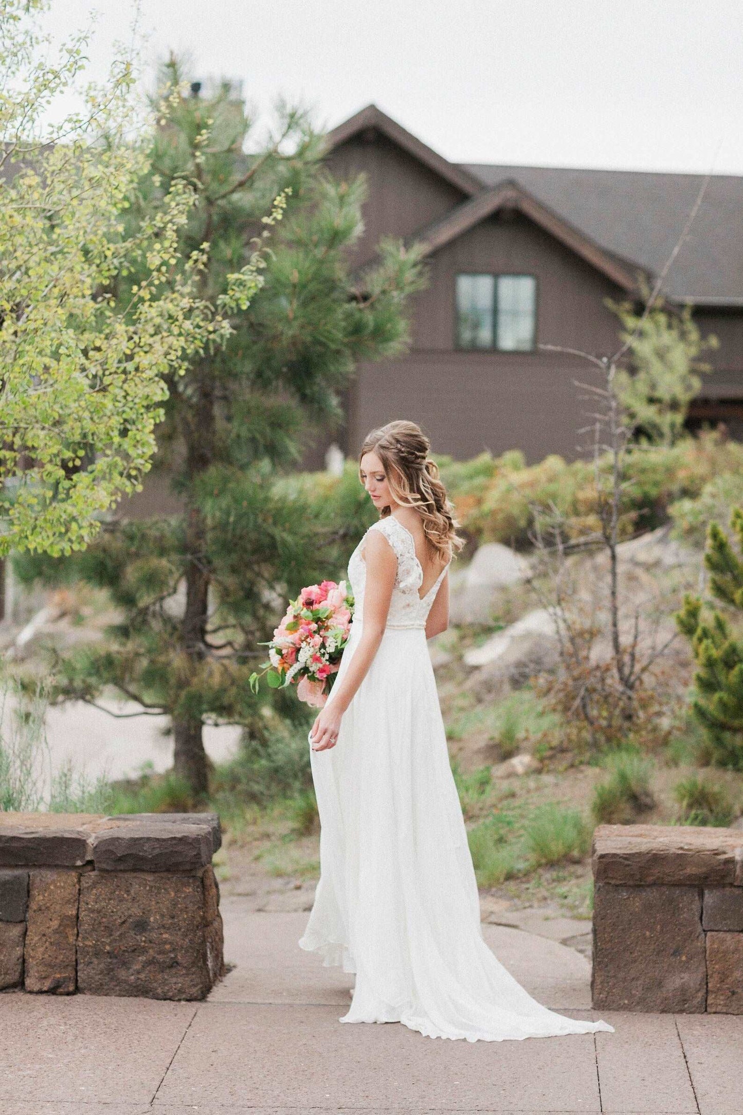 Beaded Rose Lace Sheath Wedding Dress Abby - A.Cherie Couture Shop