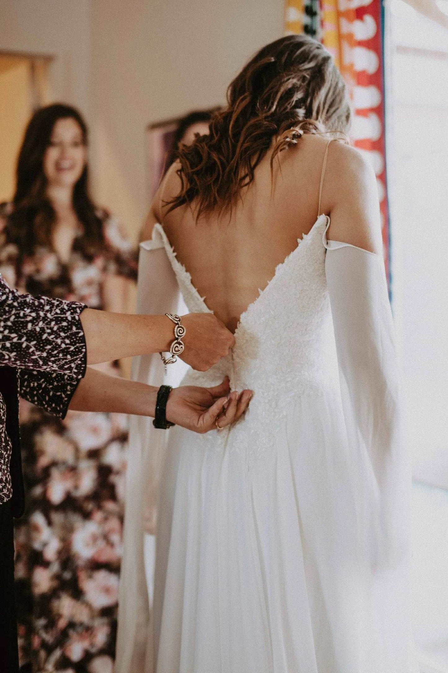 Boho Style Off Shoulder Chiffon Sheath Wedding Dress Meghan - A.Cherie Couture Shop