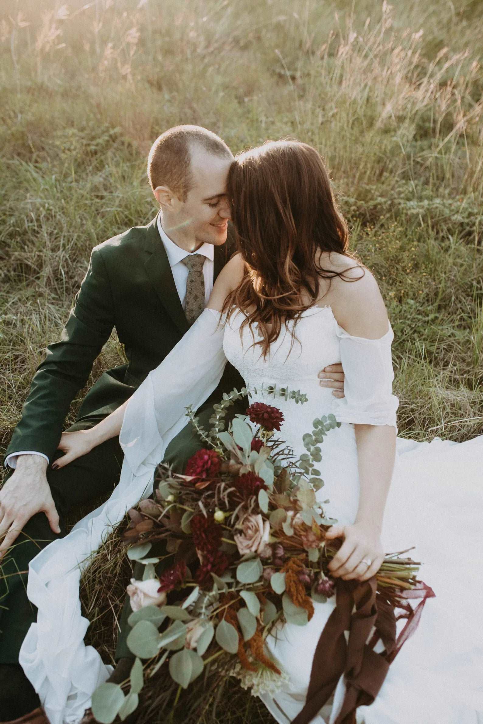 Boho Style Off Shoulder Chiffon Sheath Wedding Dress Meghan - A.Cherie Couture Shop