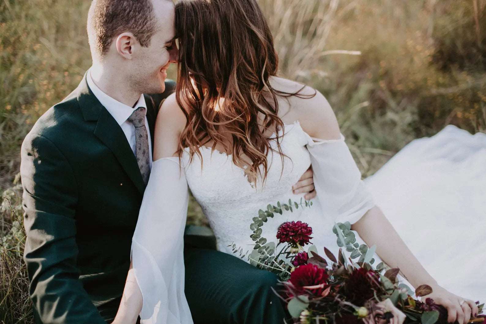 Boho Style Off Shoulder Chiffon Sheath Wedding Dress Meghan - A.Cherie Couture Shop