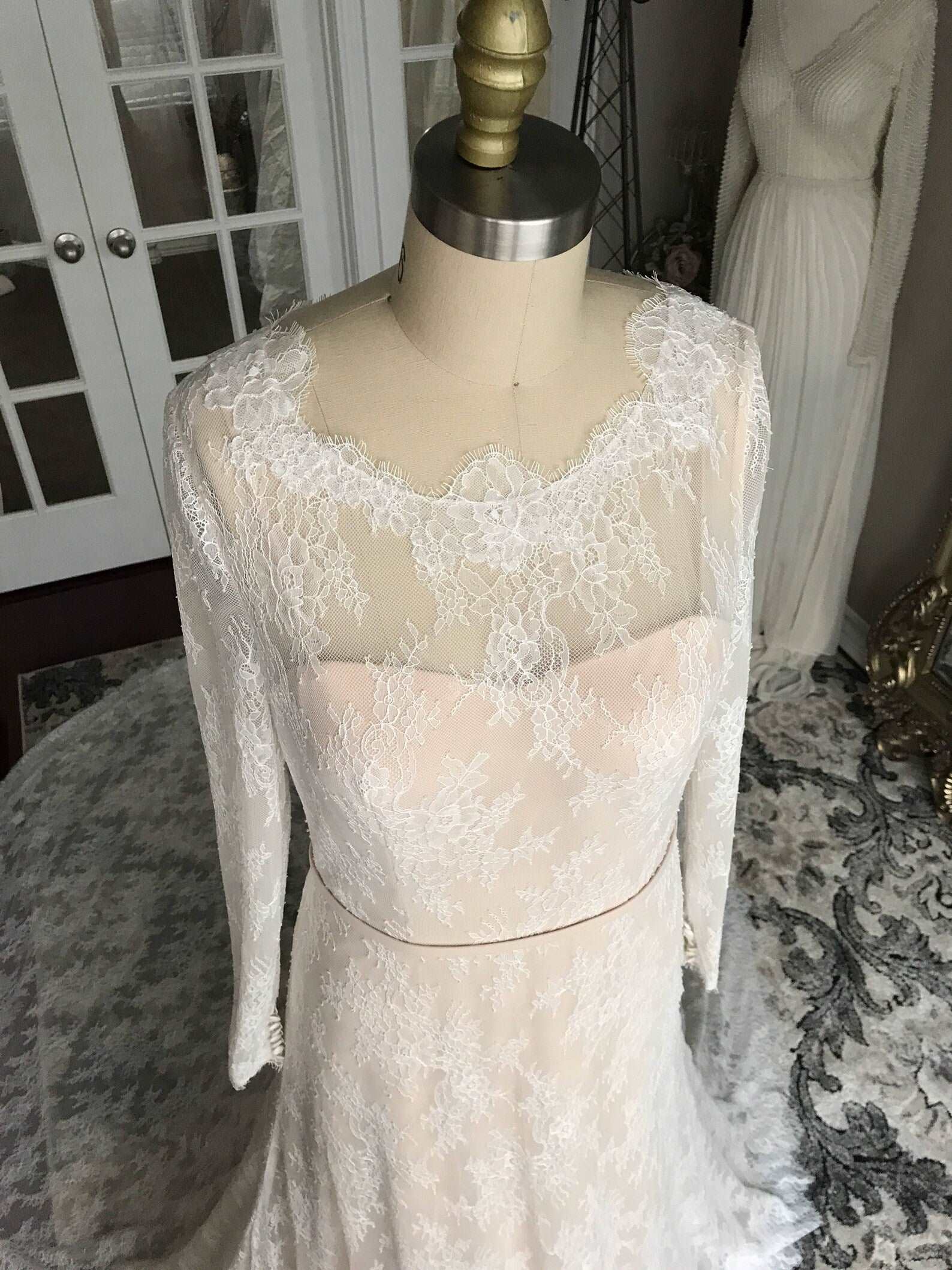 Chantilly Lace Sheath Wedding Dress Catherine - A.Cherie Couture Shop