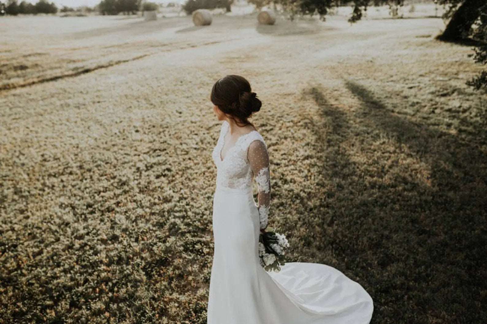 Polka Dot Lace Fit & Flare Wedding Dress Lauren